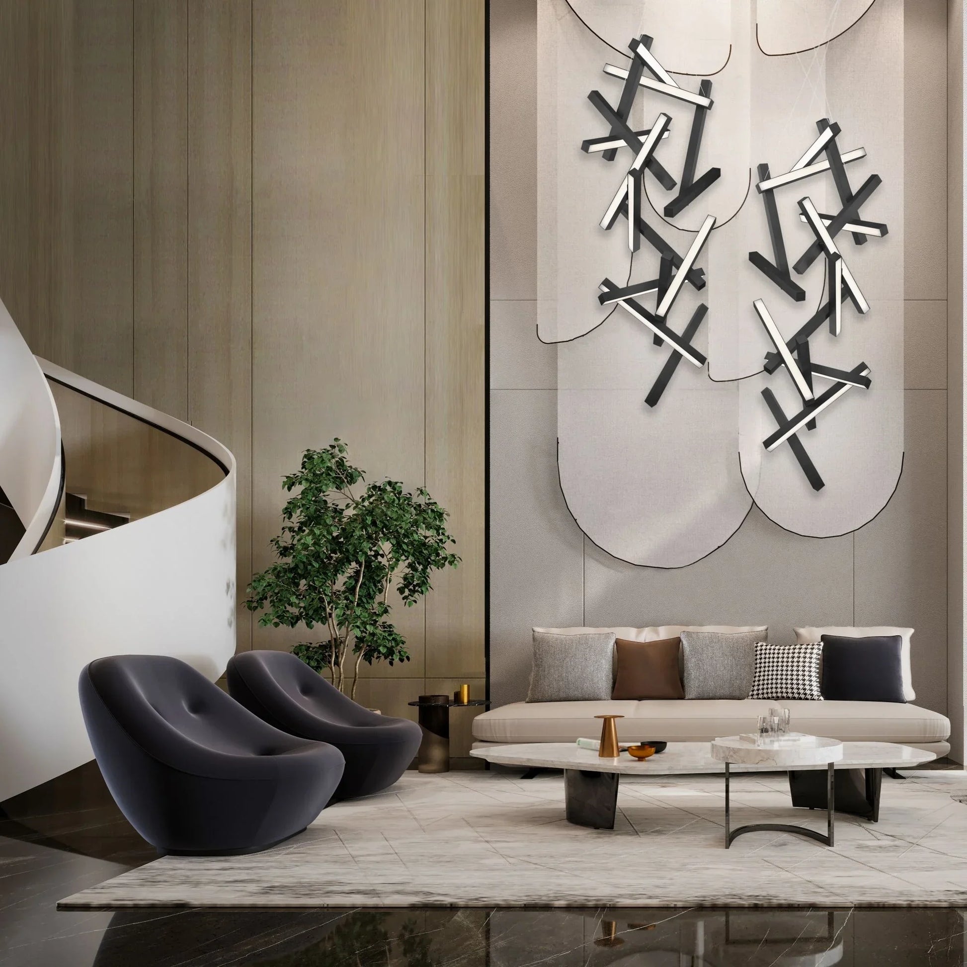 Modern Forms - Chaos 75" LED Chandelier, Black Finish | Bees Lighting