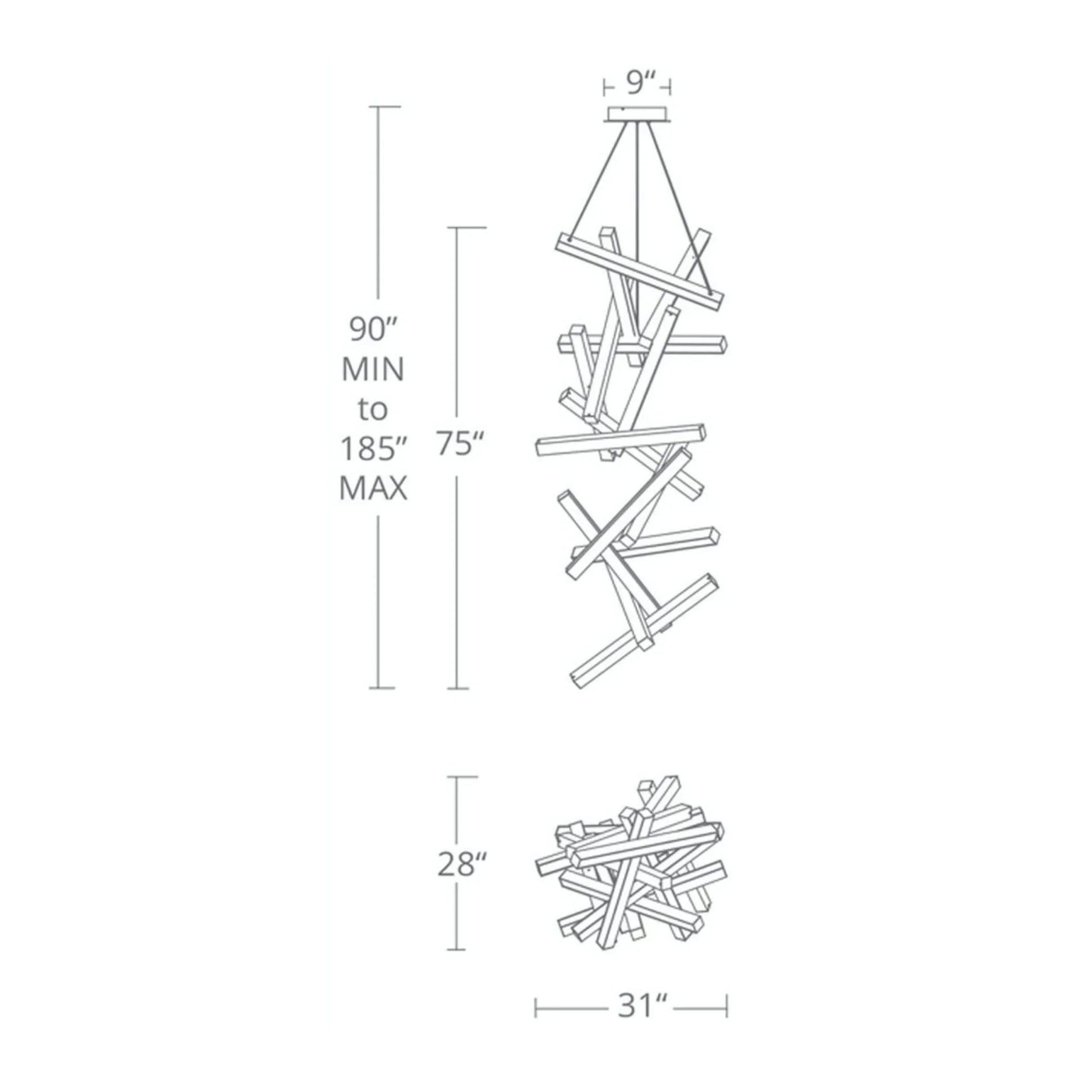Modern Forms - Chaos 75" LED Chandelier, Black Finish | Bees Lighting