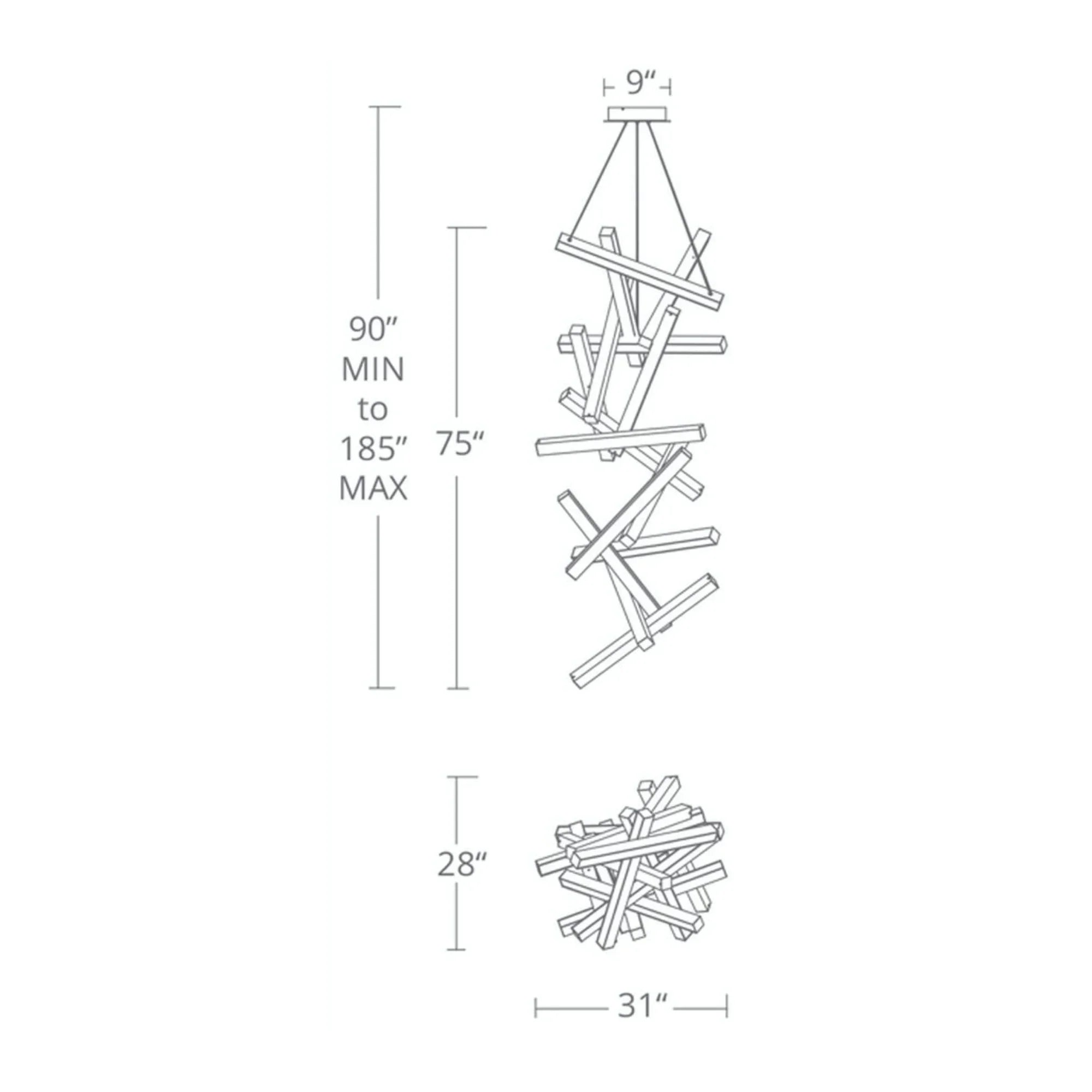 Modern Forms - Chaos 75" LED Chandelier, Black Finish | Bees Lighting