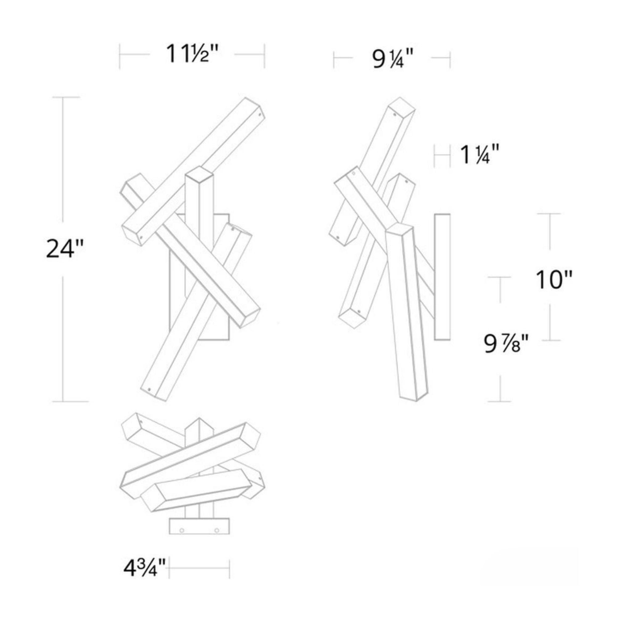 Chaos 24" LED Outdoor Wall Sconce, Black Finish