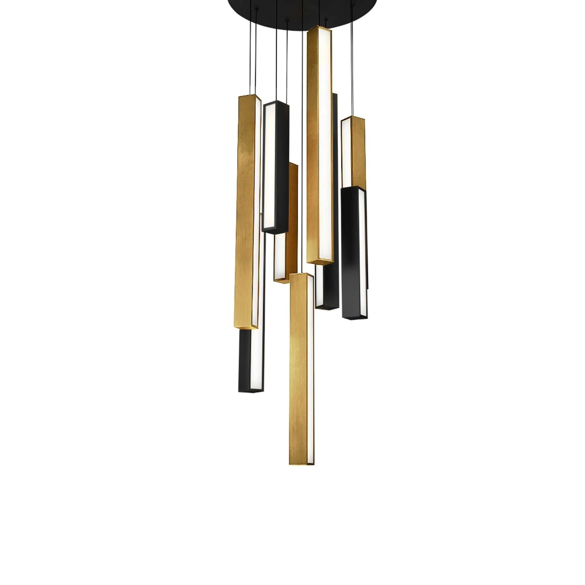 Modern Forms - Chaos 17" 9-Light LED Pendant, Black/Aged Brass Finish | Bees Lighting