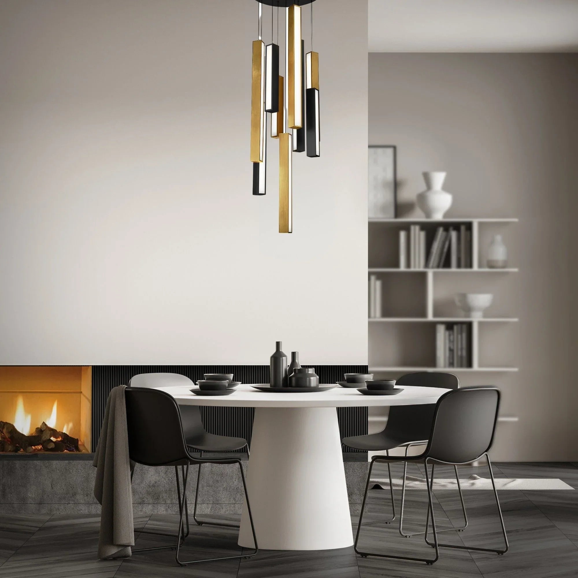 Modern Forms - Chaos 17" 9-Light LED Pendant, Black/Aged Brass Finish | Bees Lighting