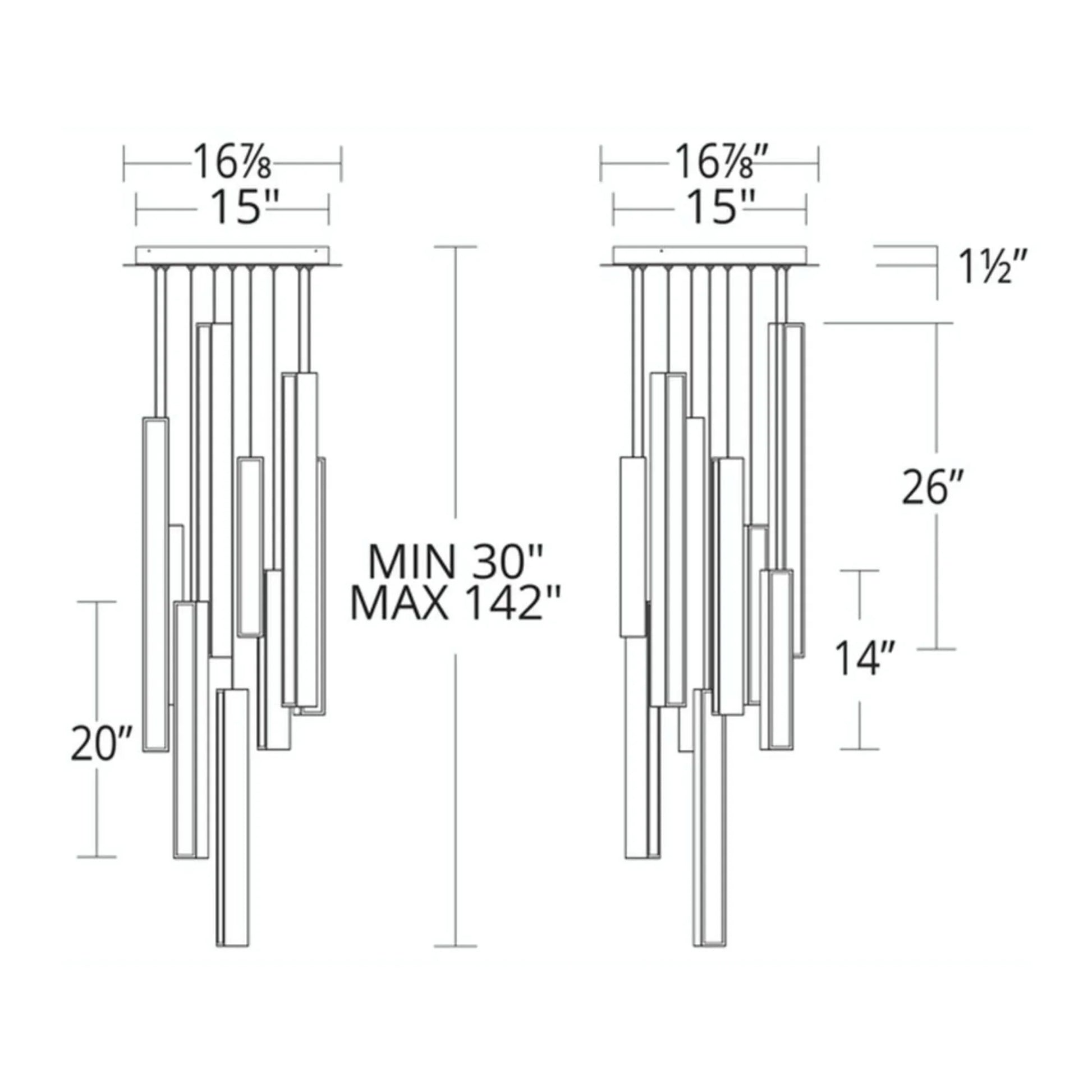 Modern Forms - Chaos 17" 9-Light LED Pendant, Black/Aged Brass Finish | Bees Lighting