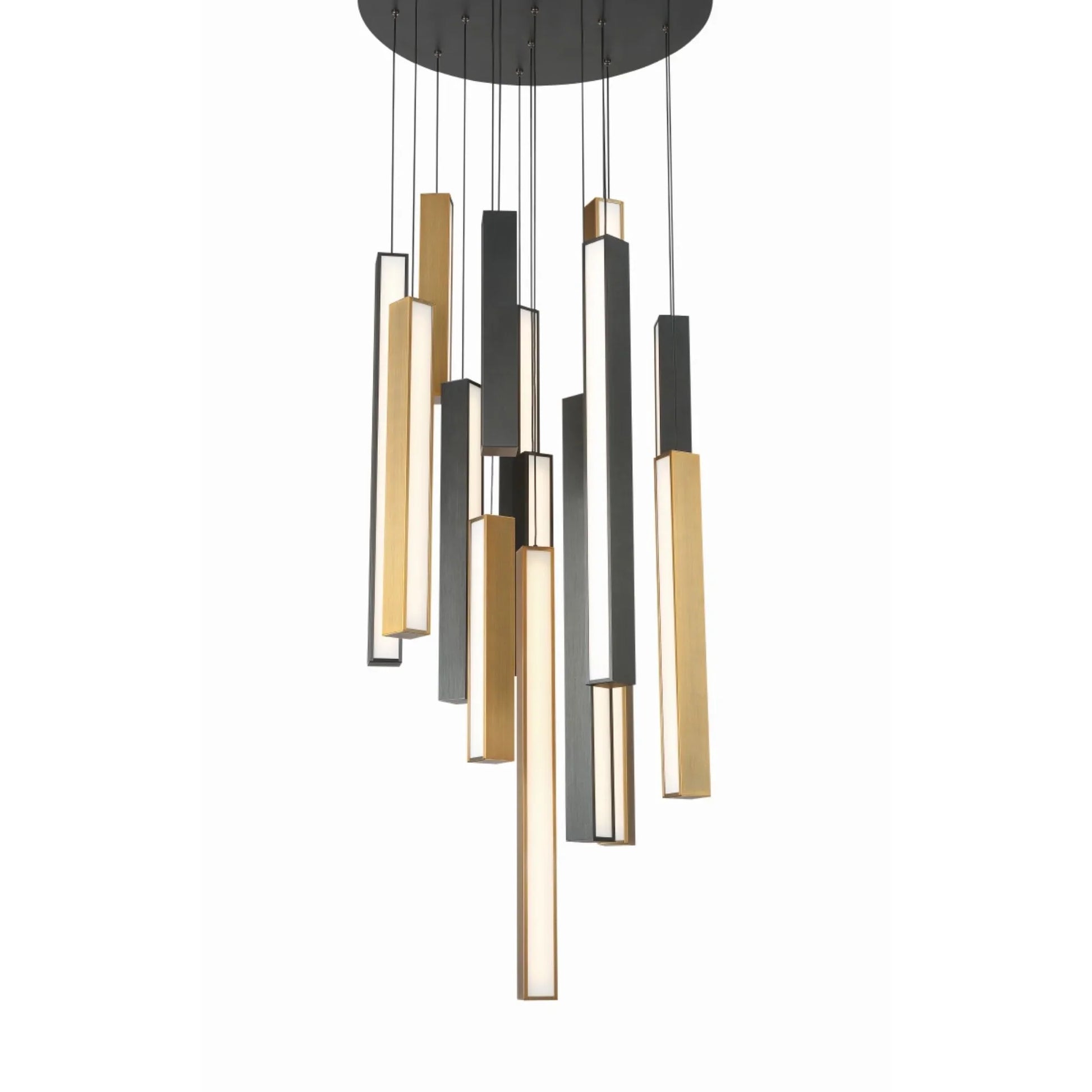 Modern Forms - Chaos 23" 15-Light LED Pendant, Black/Aged Brass Finish | Bees Lighting
