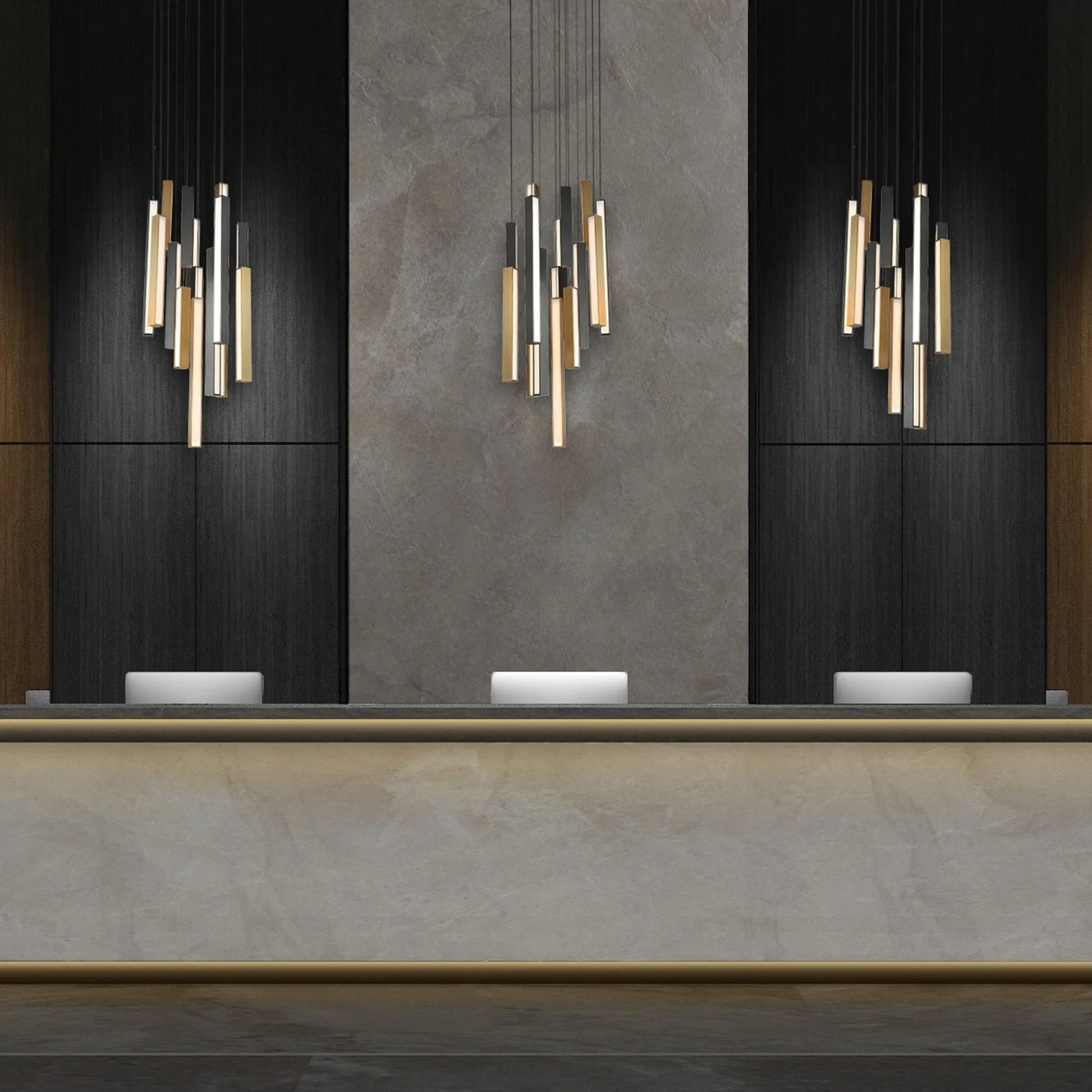 Modern Forms - Chaos 23" 15-Light LED Pendant, Black/Aged Brass Finish | Bees Lighting