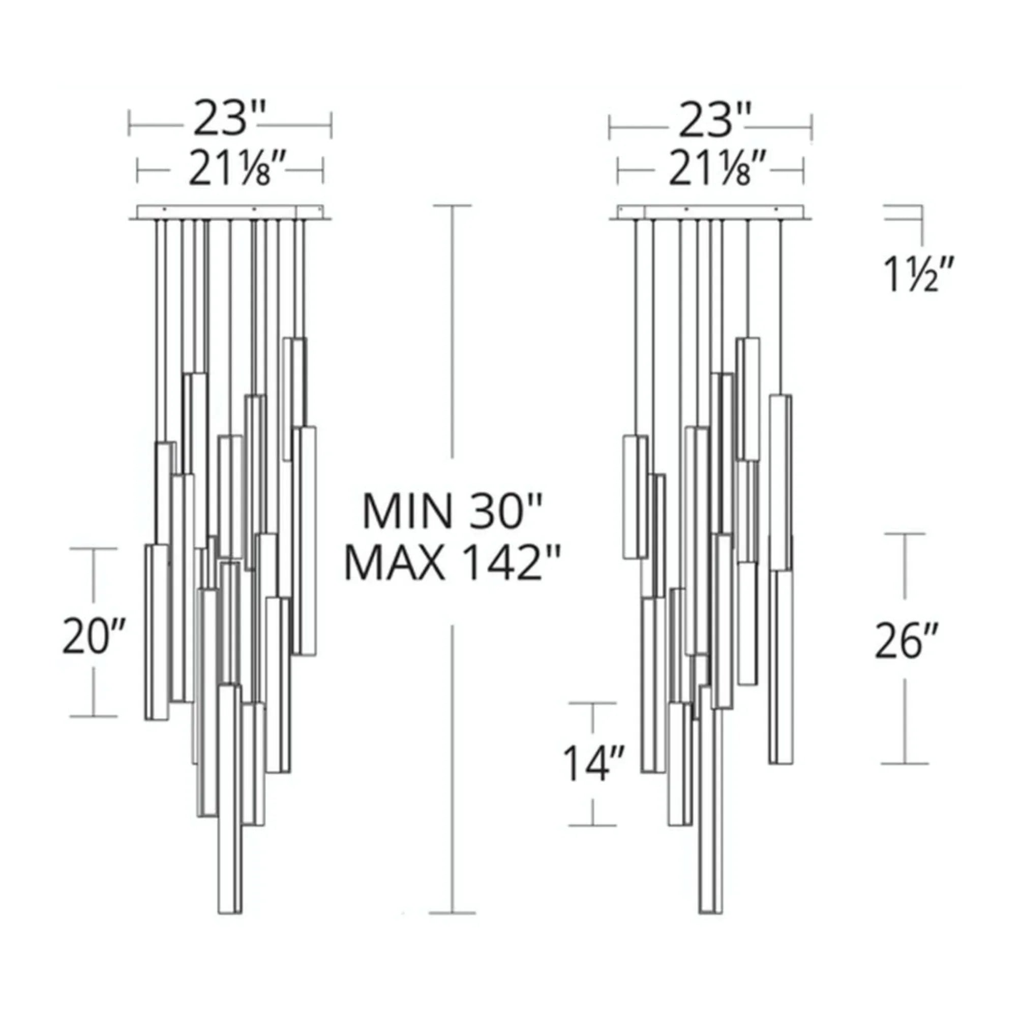Modern Forms - Chaos 23" 15-Light LED Pendant, Black/Aged Brass Finish | Bees Lighting