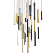Chaos 36" 41-Light LED Pendant, Black/Aged Brass Finish