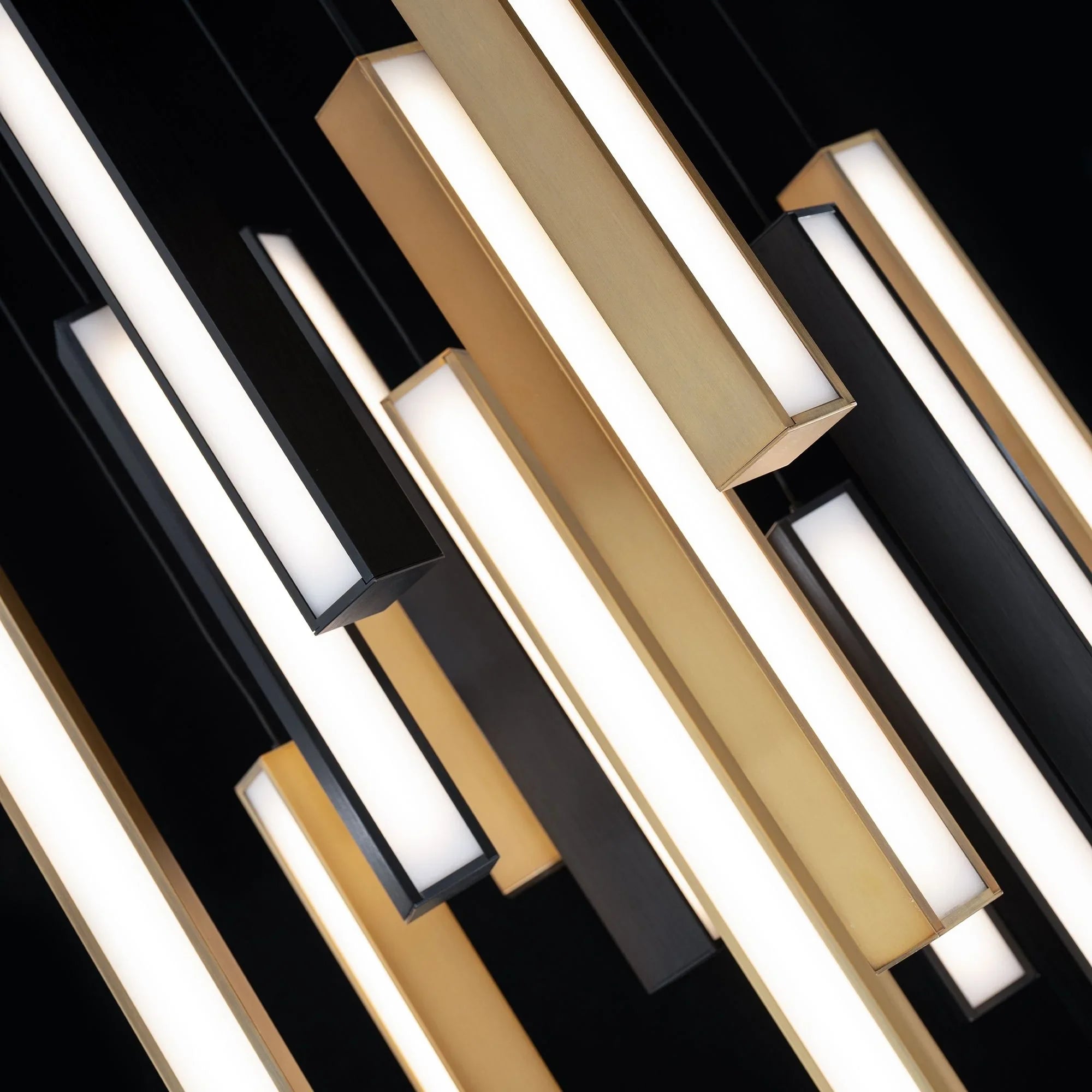 Chaos 36" 41-Light LED Pendant, Black/Aged Brass Finish