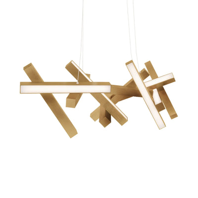 Chaos 48" LED Linear Pendant, Aged Brass Finish