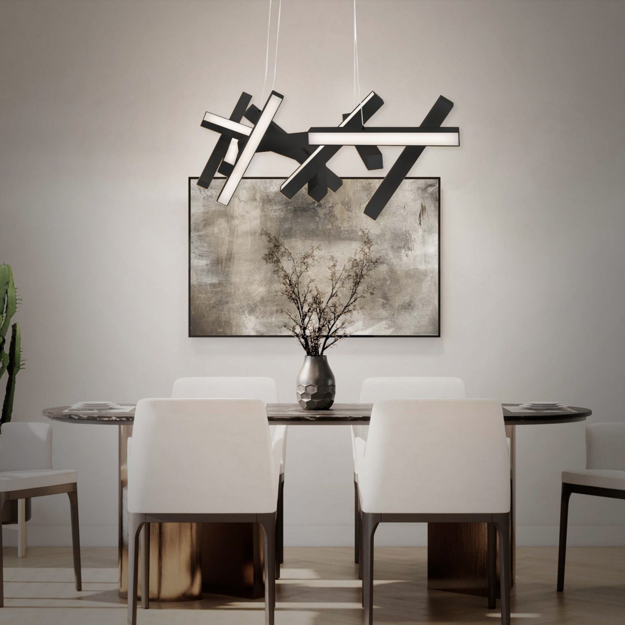 Chaos 48" LED Linear Pendant, Black Finish