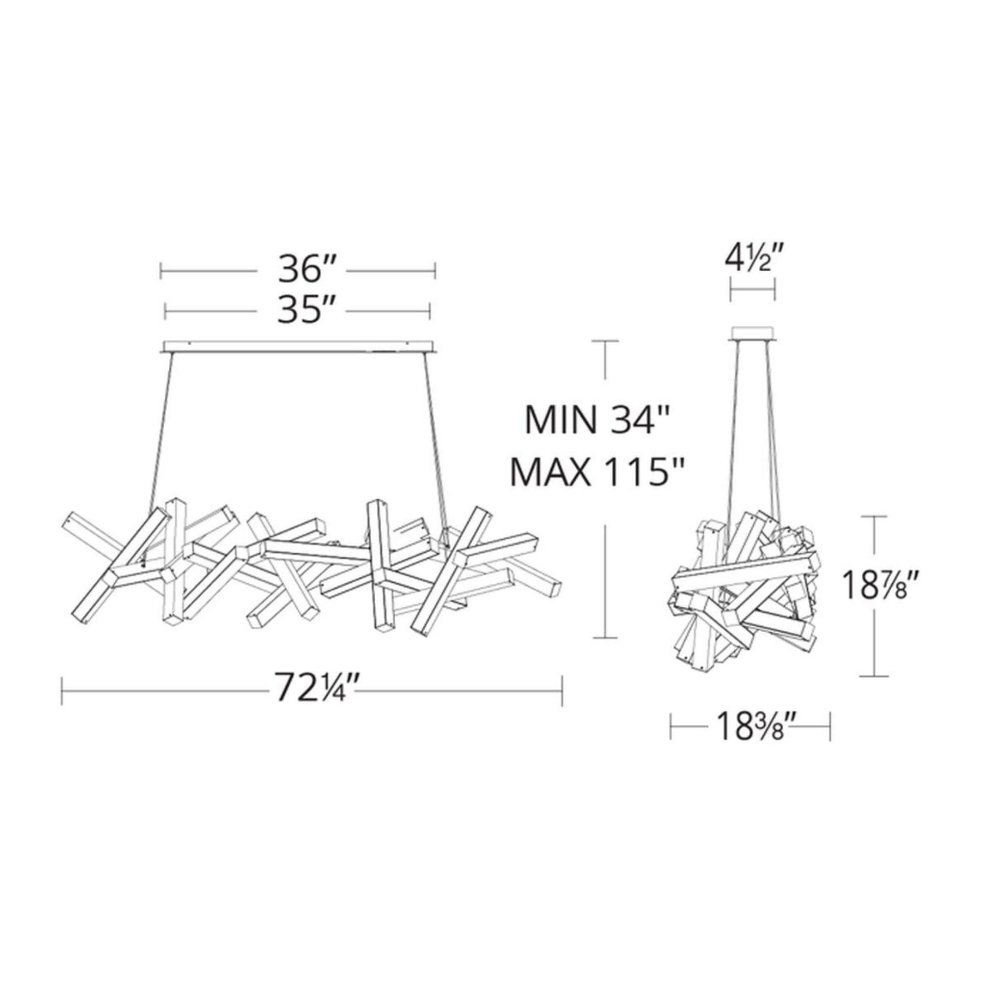 Chaos 48" LED Linear Pendant, Black Finish