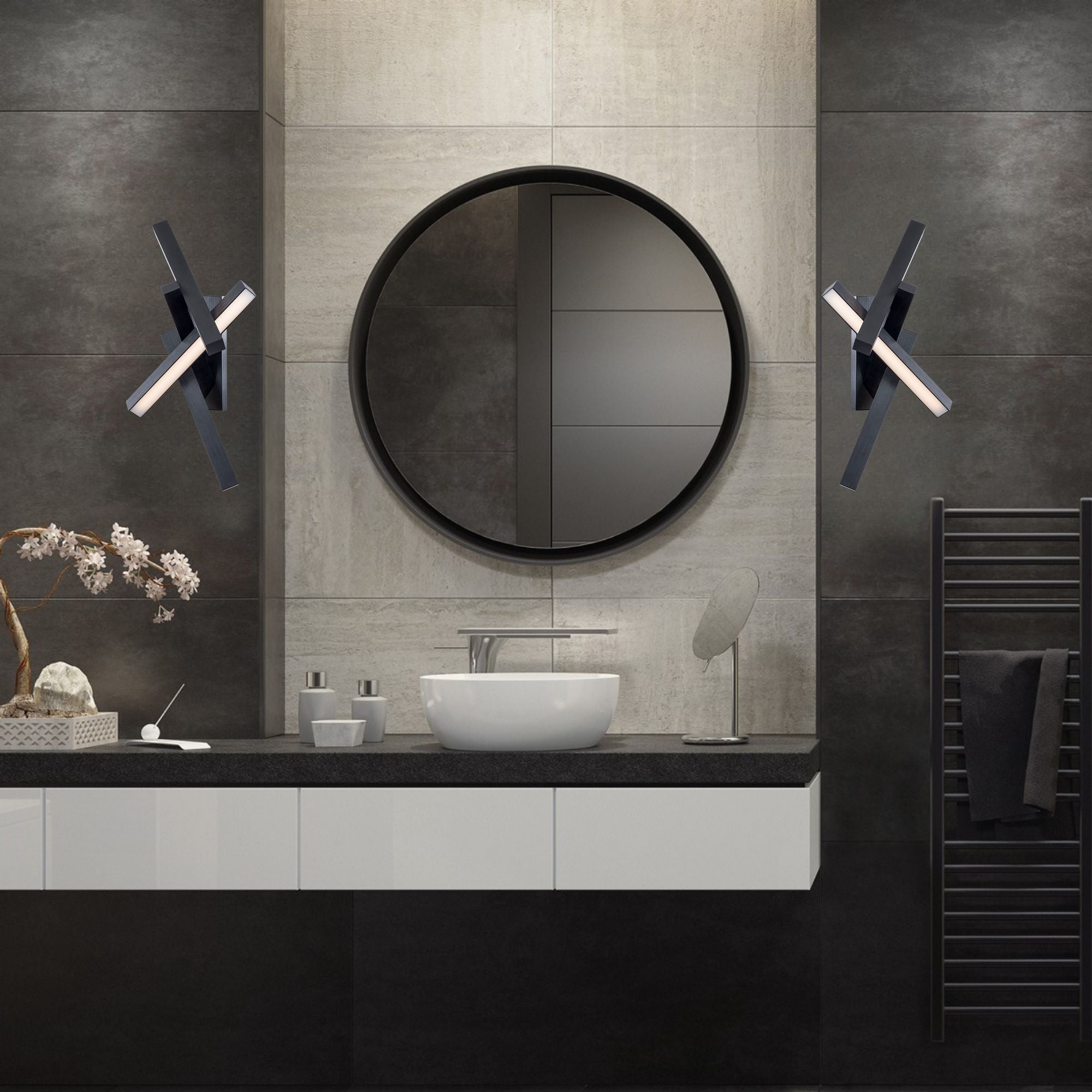 Chaos 32" LED Wall Sconce, Black Finish