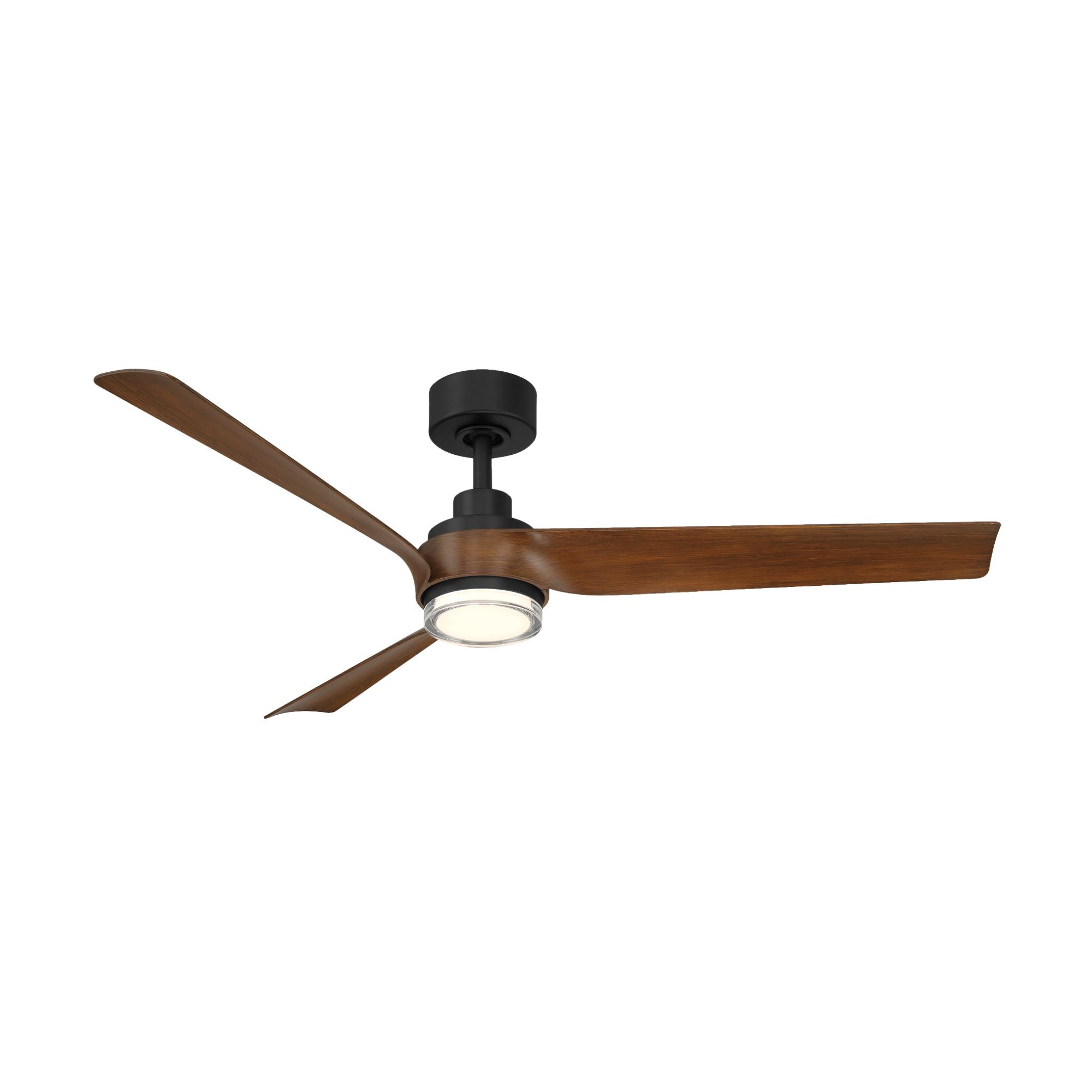 Modern Forms Chill 54" Outdoor Ceiling Fan with LED Light DC Motor, Matte Black/Distressed Koa