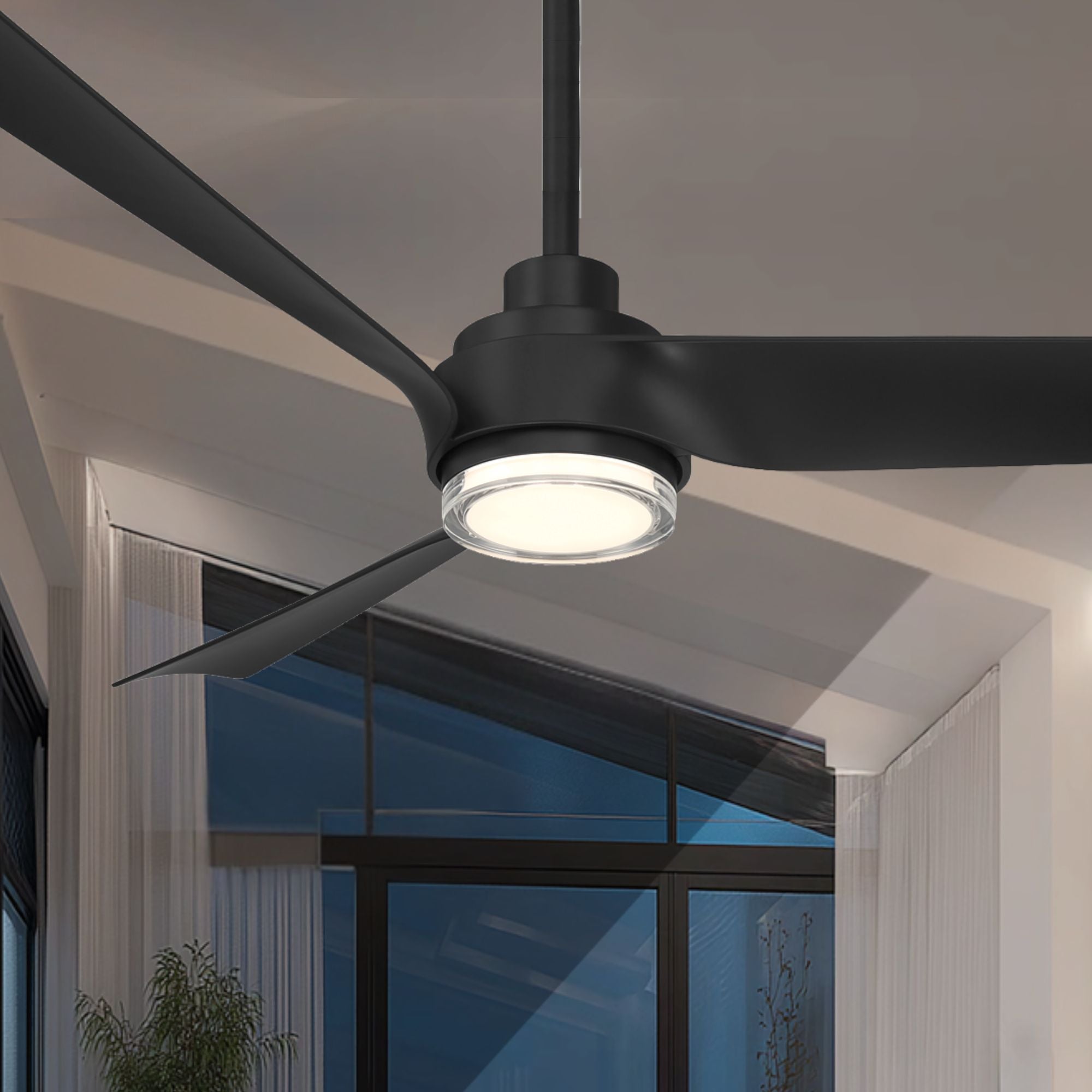 Modern Forms Chill 54" Outdoor Ceiling Fan with LED Light DC Motor, Matte Black