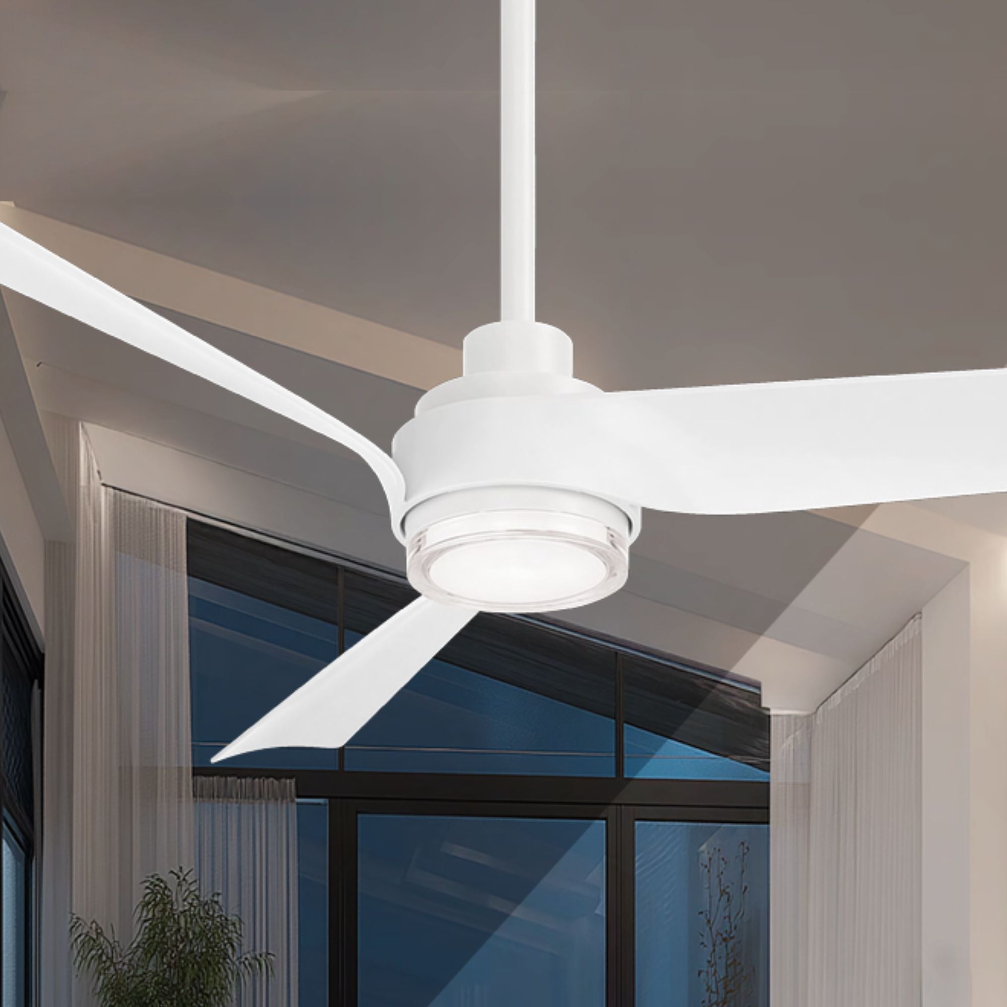Modern Forms Chill 54" Outdoor Ceiling Fan with LED Light DC Motor, Matte White