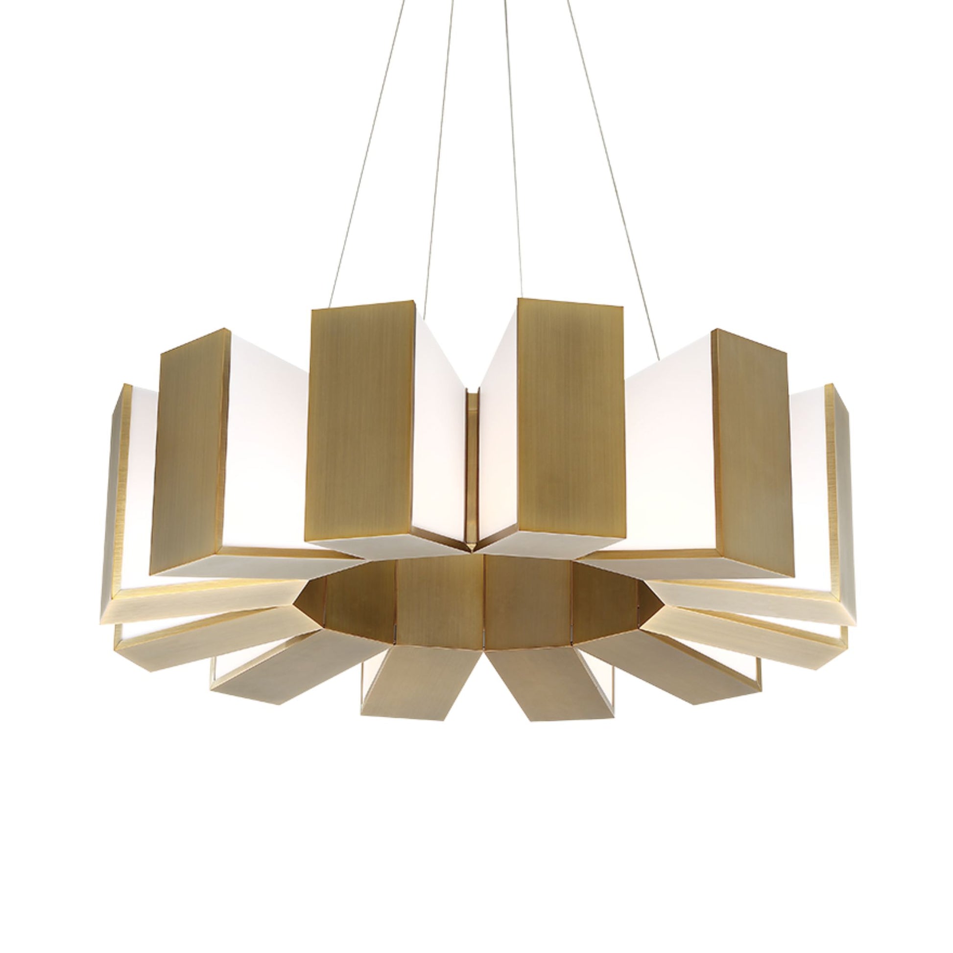 Chronos 34" LED Chandelier, Aged Brass Finish - Bees Lighting