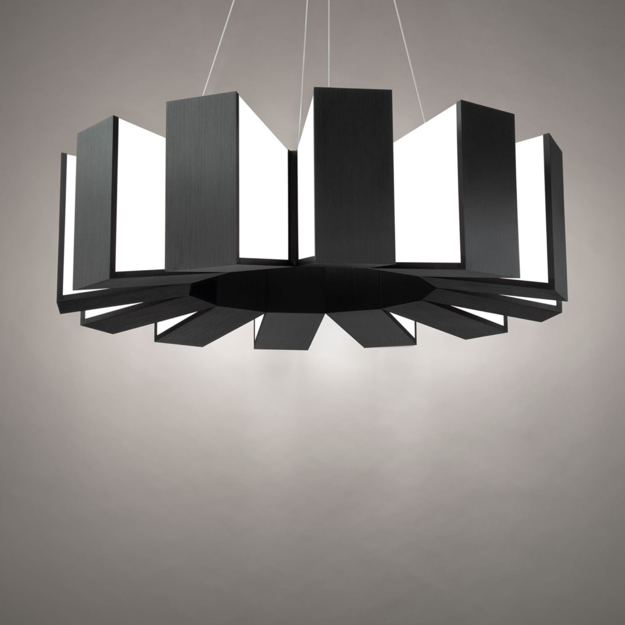 Chronos 34" LED Chandelier, Black Finish - Bees Lighting
