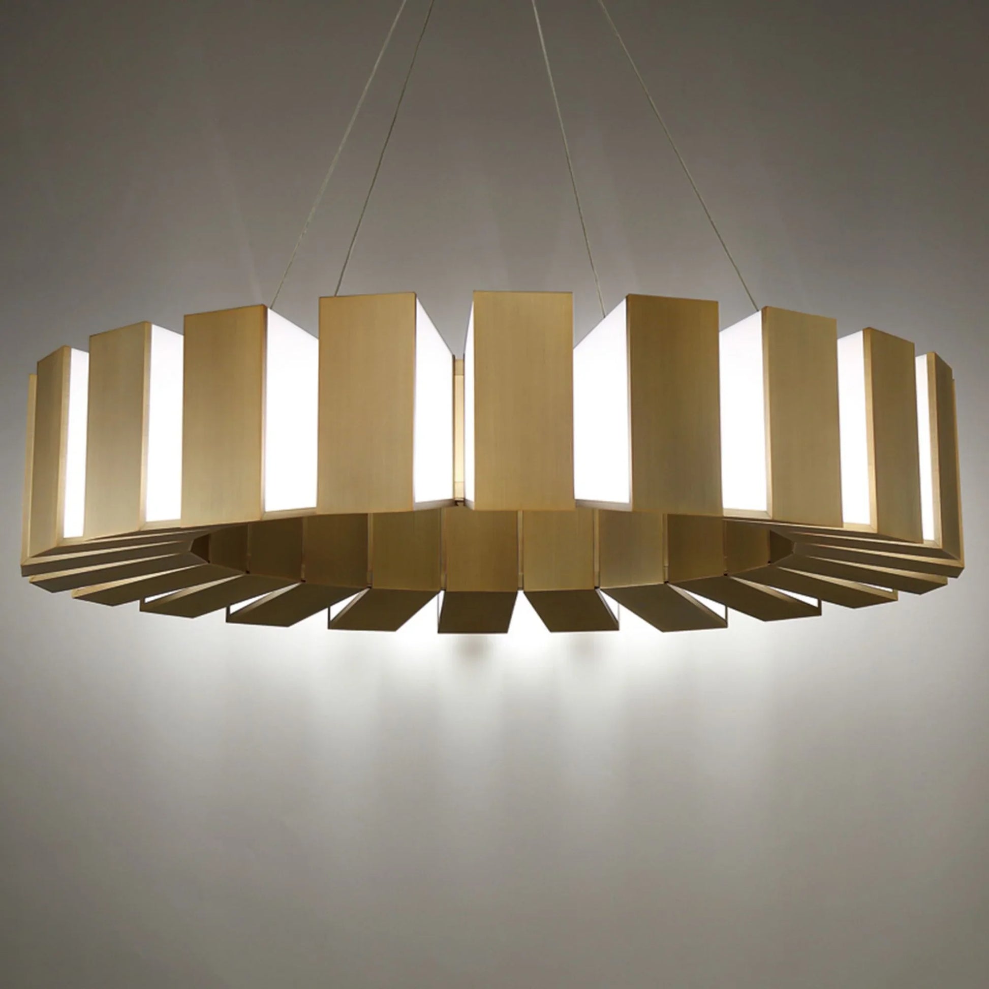 Chronos 50" LED Chandelier, Aged Brass Finish - Bees Lighting