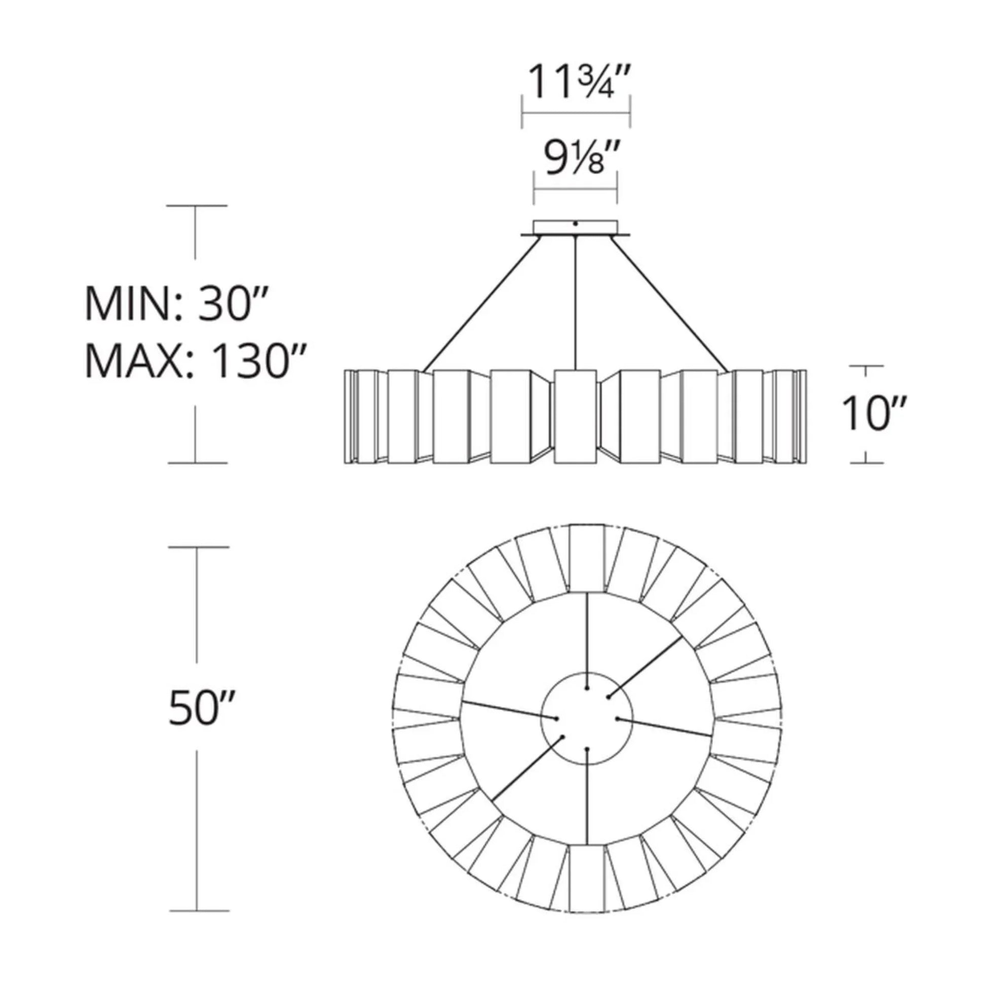 Chronos 50" LED Chandelier, Aged Brass Finish - Bees Lighting