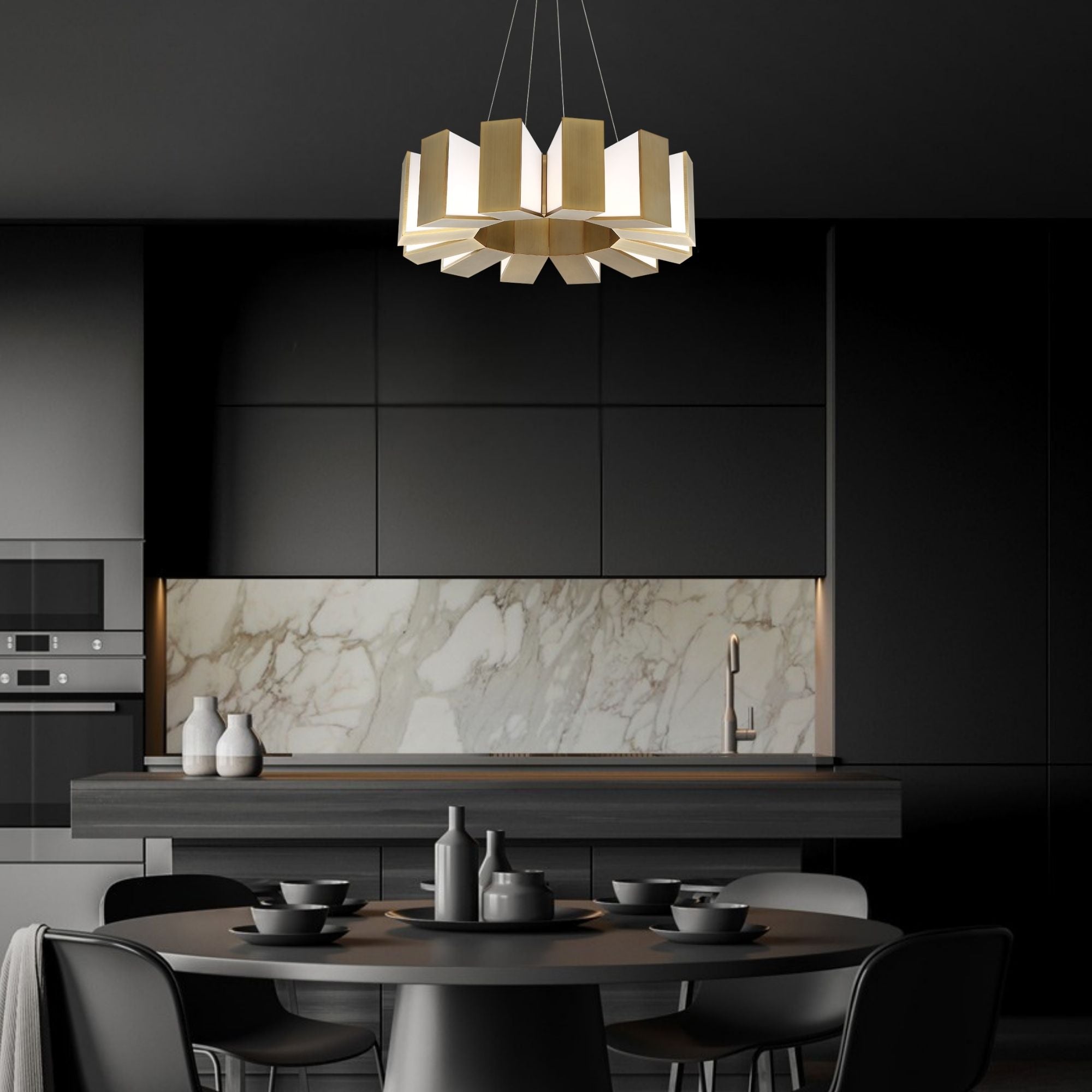 Chronos 34 in. LED Pendant Light Brass Finish