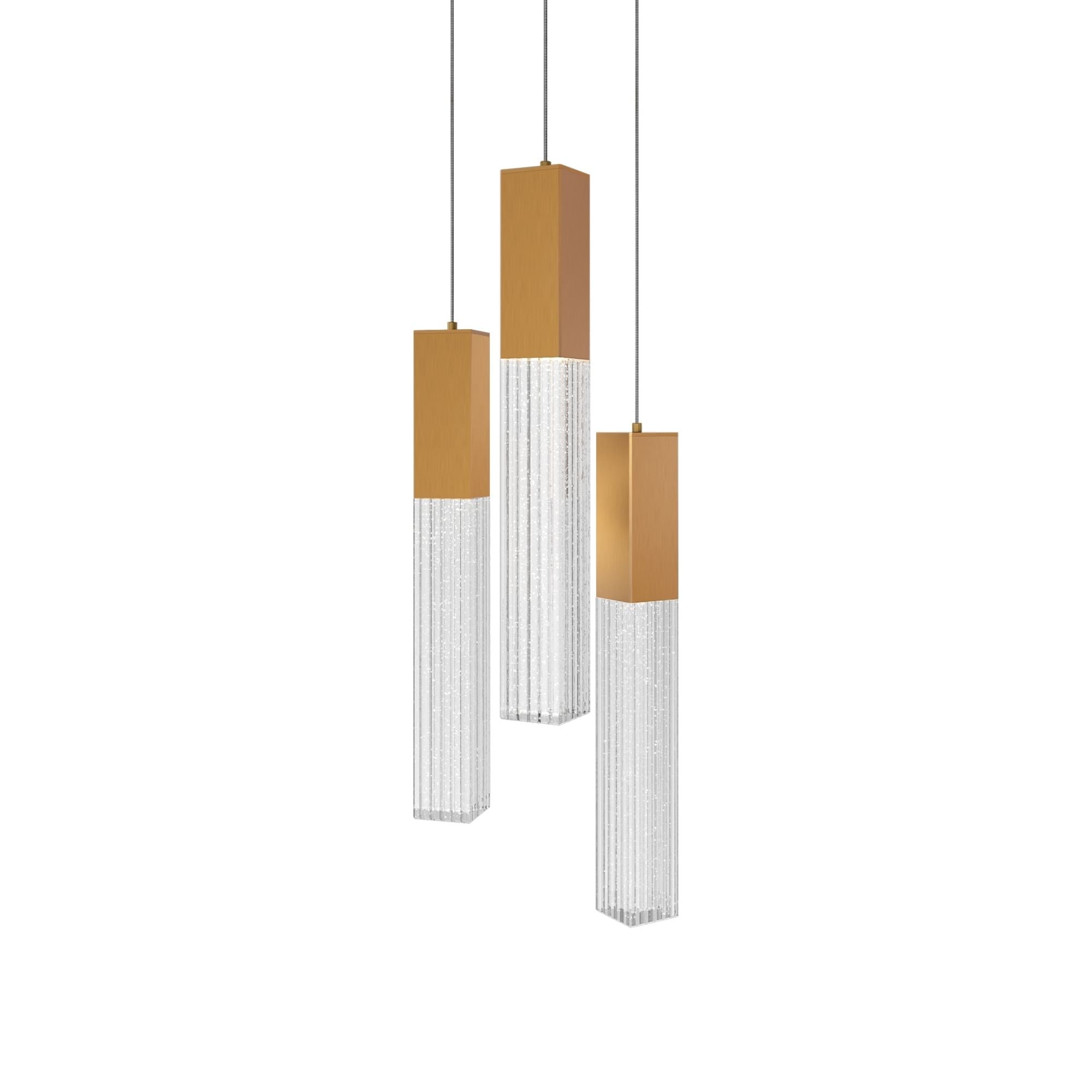 Cinema 12" 3 Lights LED Pendant Light, Selectable CCT, Aged Brass Finish