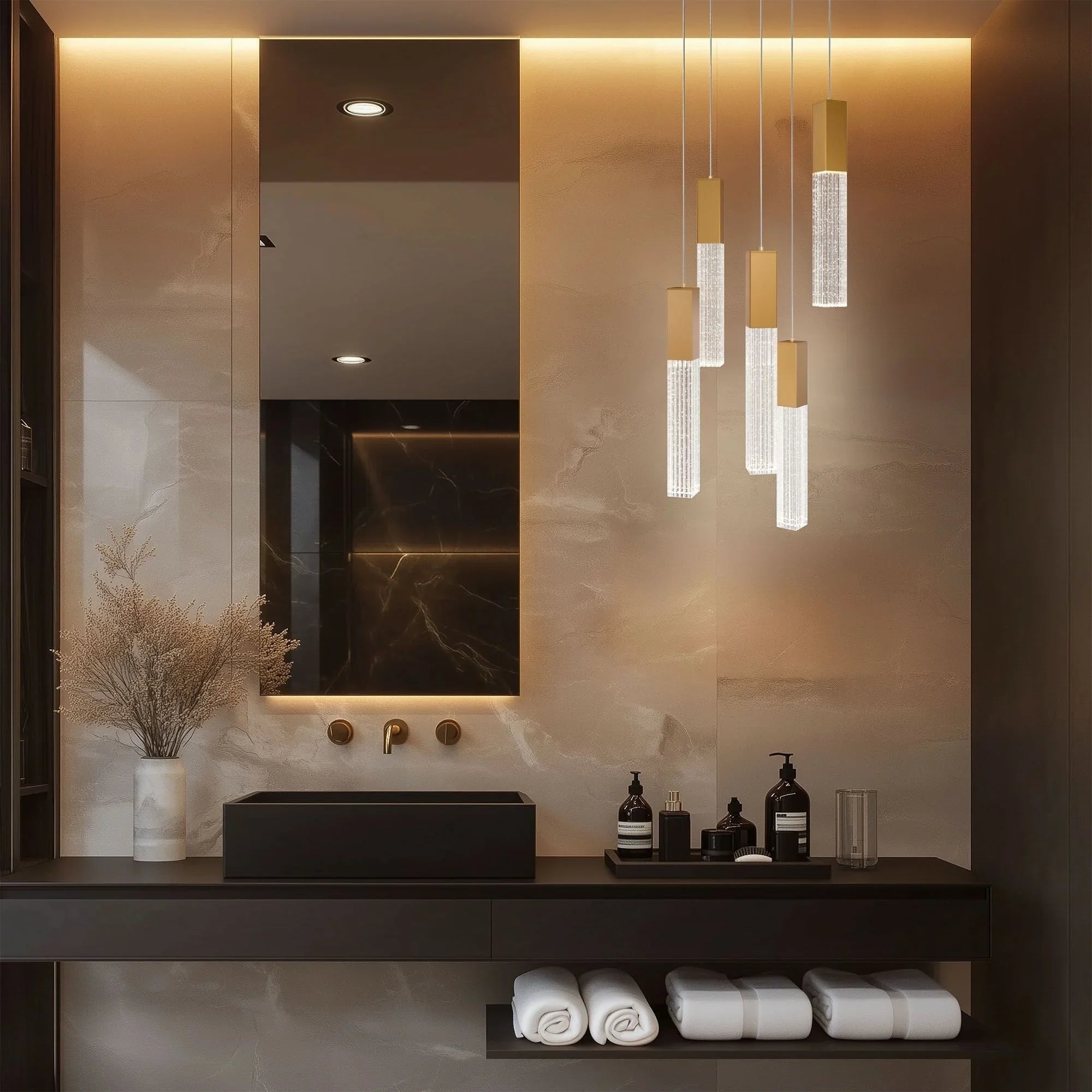 Cinema 12" 3-Light LED Pendant, Aged Brass Finish