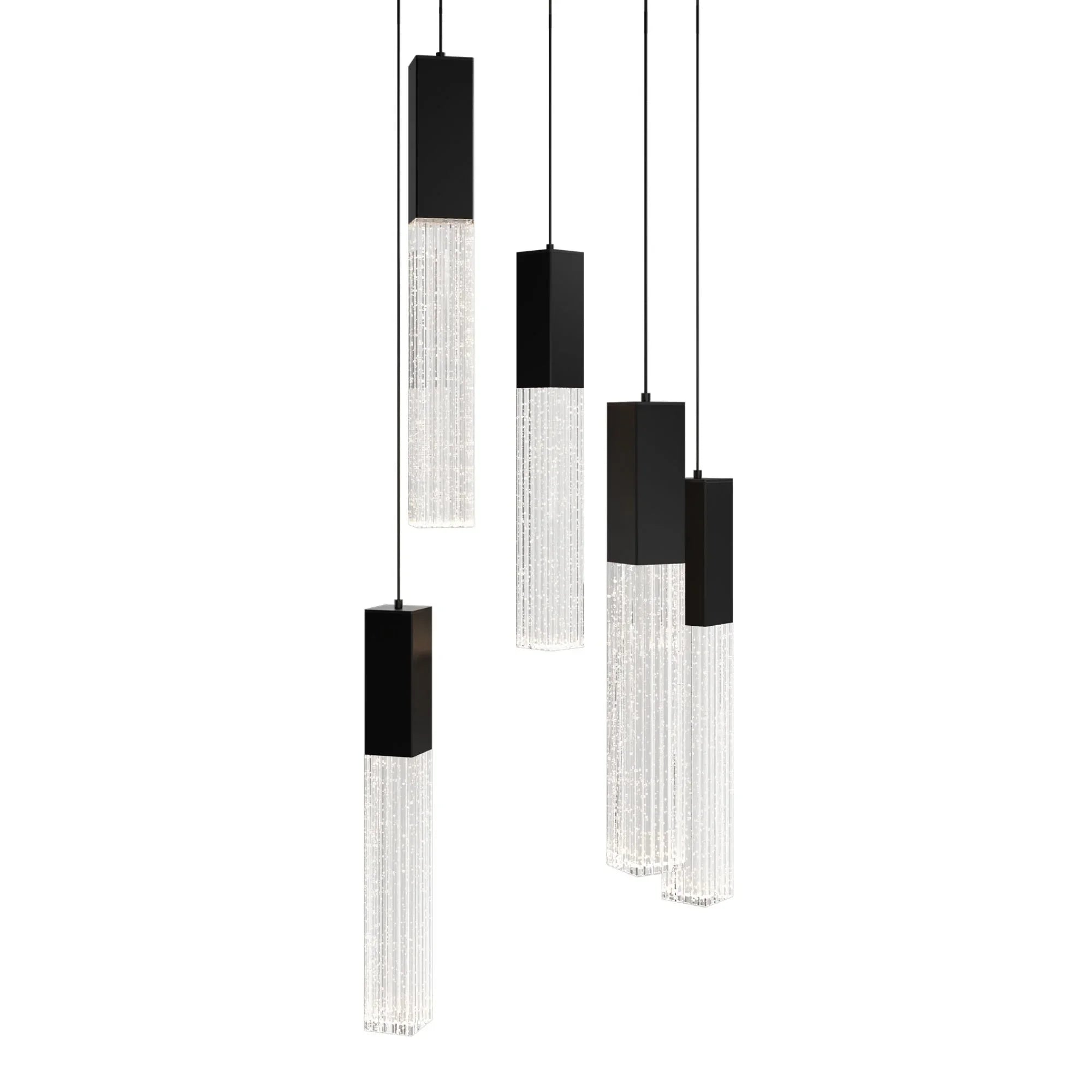 Cinema 17" 5 Lights LED Pendant Light, Selectable CCT, Black Finish