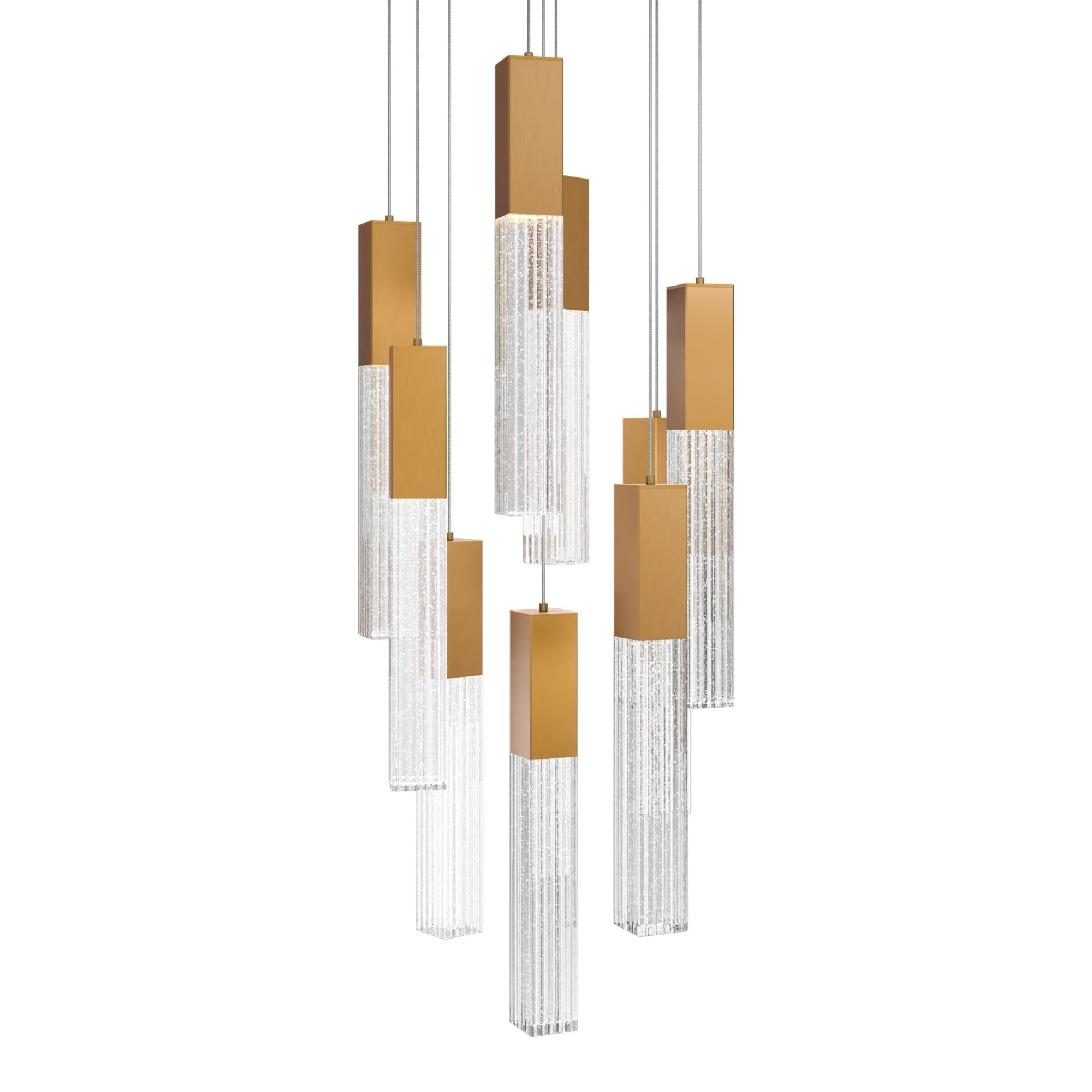 Cinema 17" 9 Lights LED Pendant Light, Selectable CCT, Aged Brass Finish