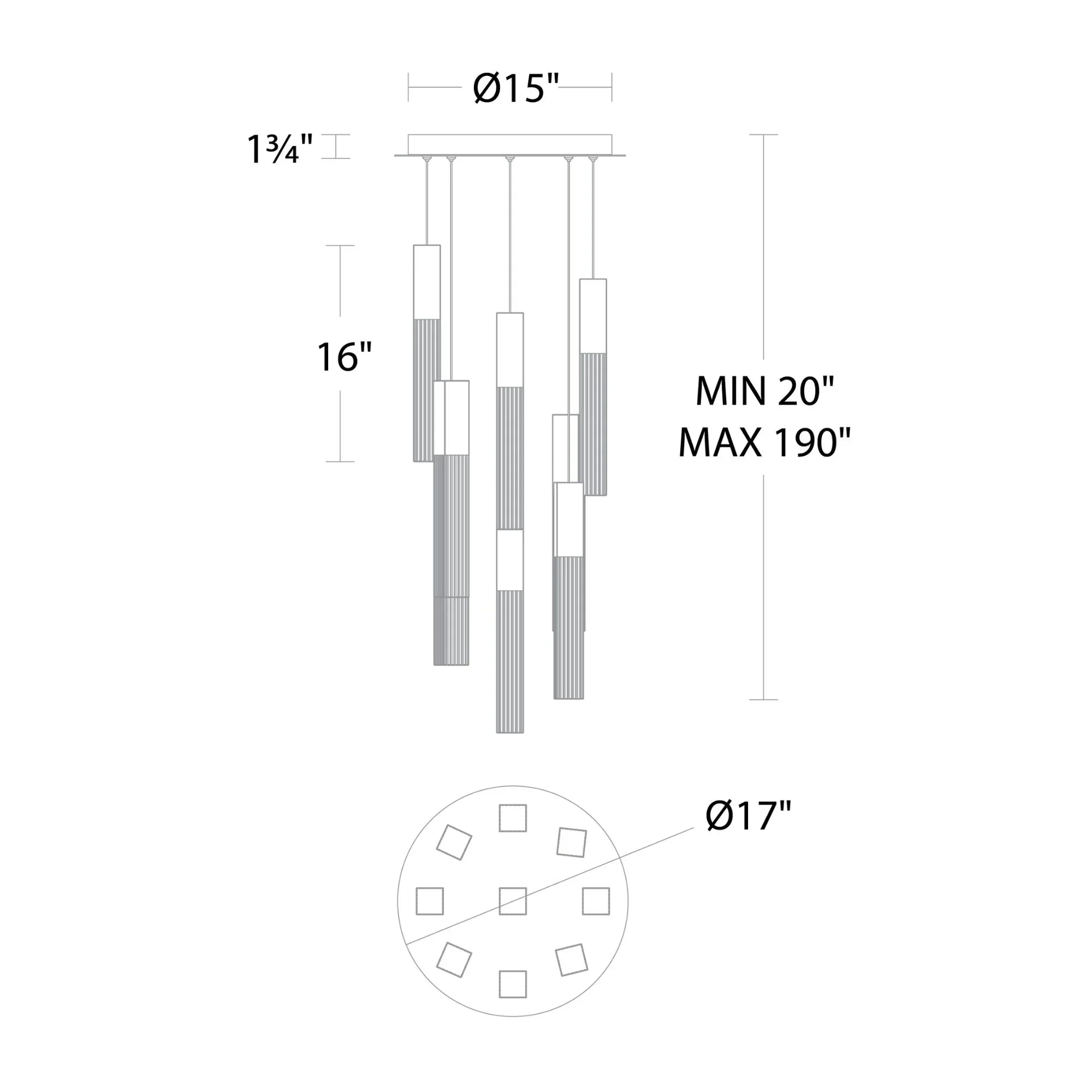 Modern Forms - Cinema 17" 9 Lights LED Pendant Light, Selectable CCT, Aged Brass Finish | Bees Lighting