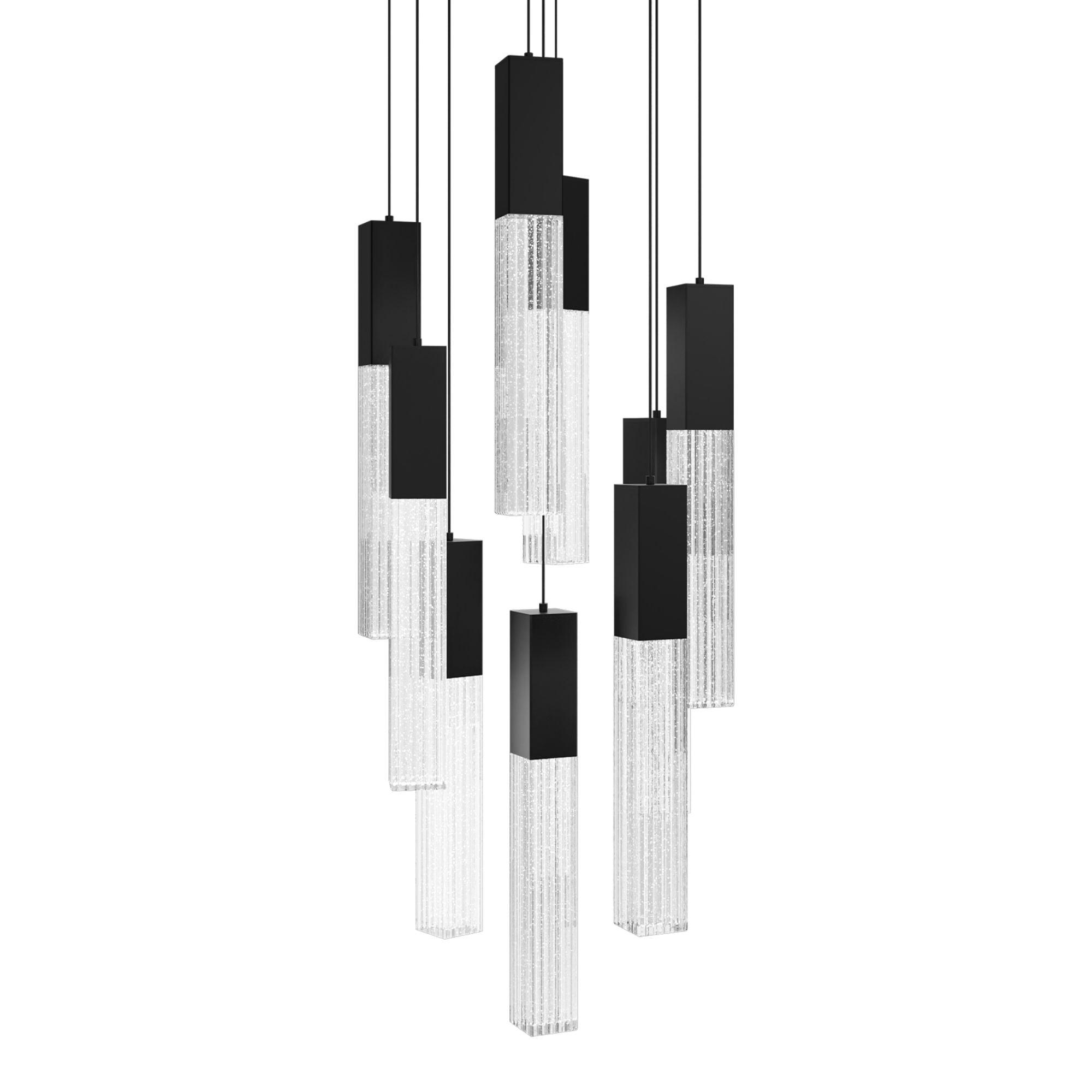 Cinema 17" 9 Lights LED Pendant Light, Selectable CCT, Black Finish