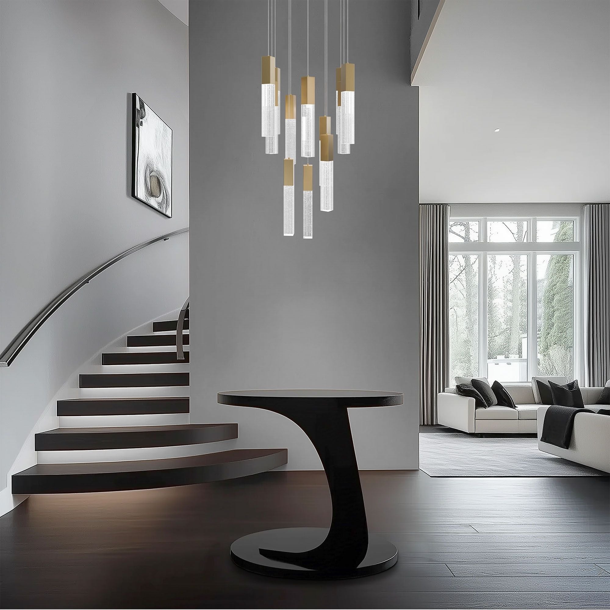 Cinema 20" 13 Lights LED Pendant Light, Selectable CCT, Aged Brass Finish