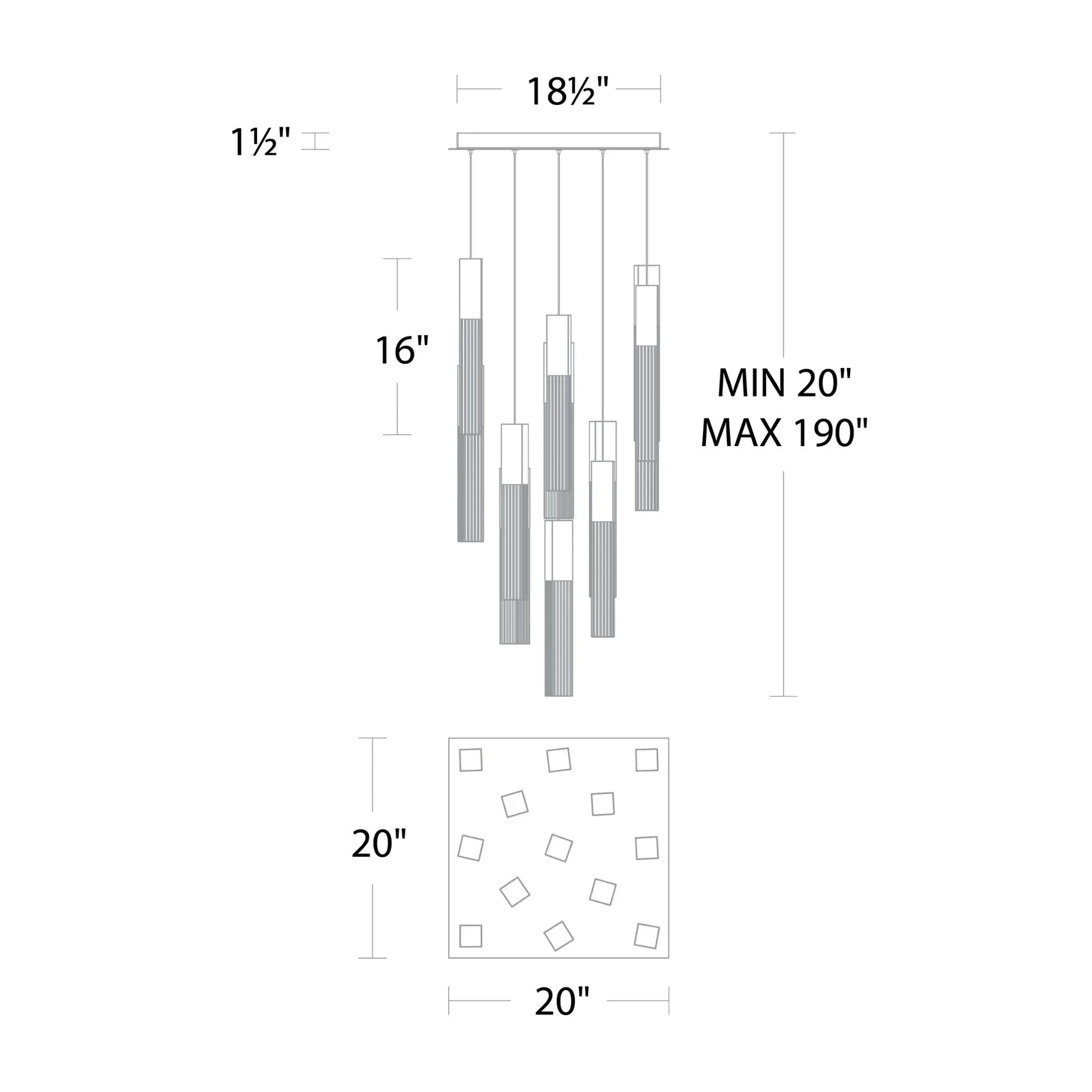 Modern Forms - Cinema 20" 13 Lights LED Pendant Light, Selectable CCT, Aged Brass Finish | Bees Lighting