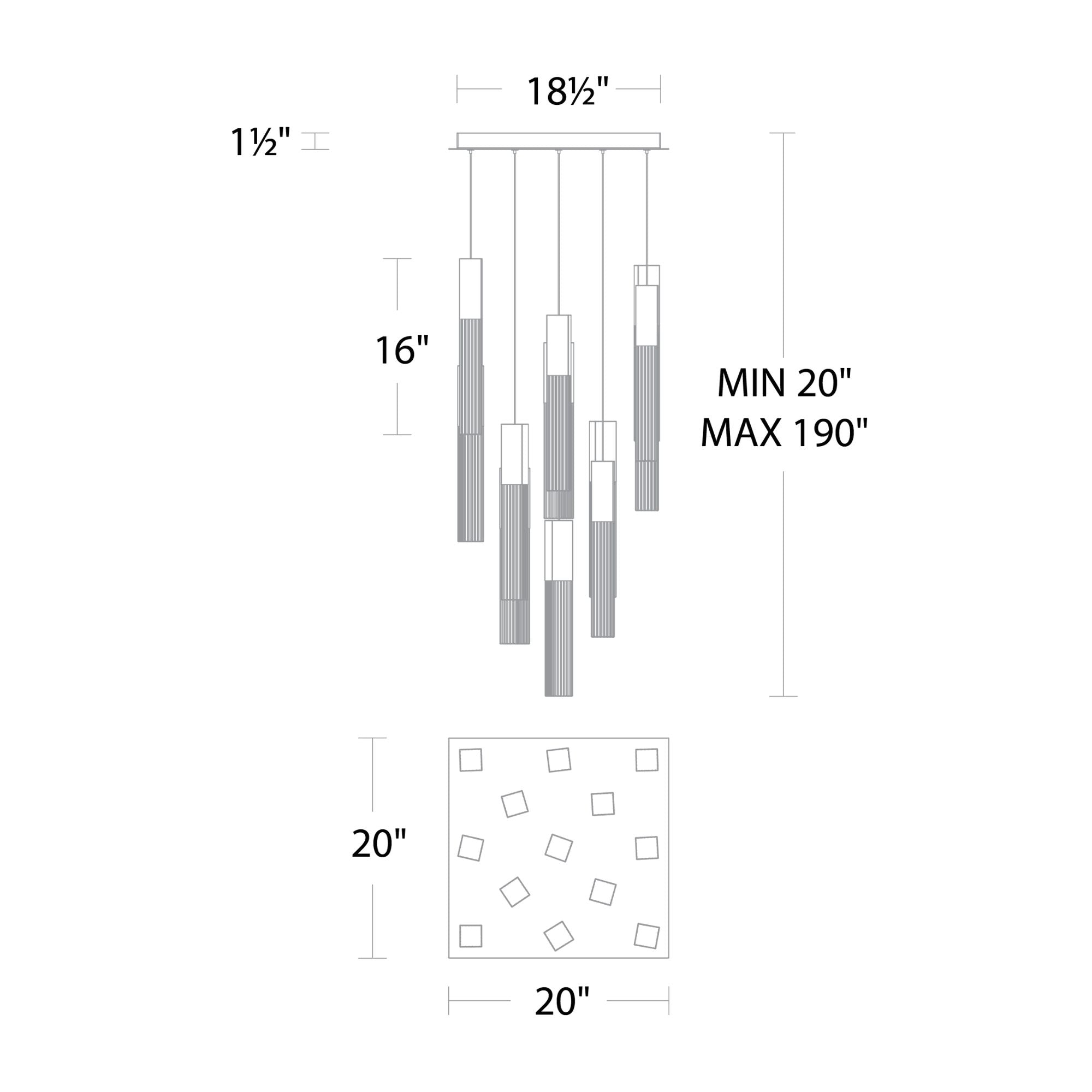 Cinema 20" 13-Light LED Pendant, Black Finish