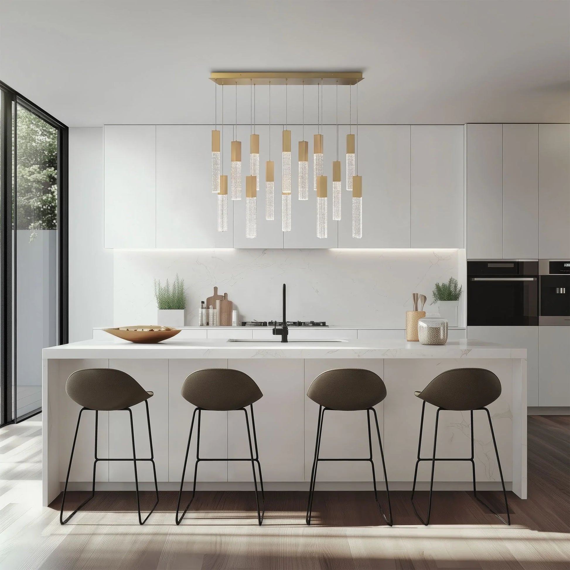 Modern Forms - Cinema 40" 14-Light LED Pendant, Aged Brass Finish | Bees Lighting