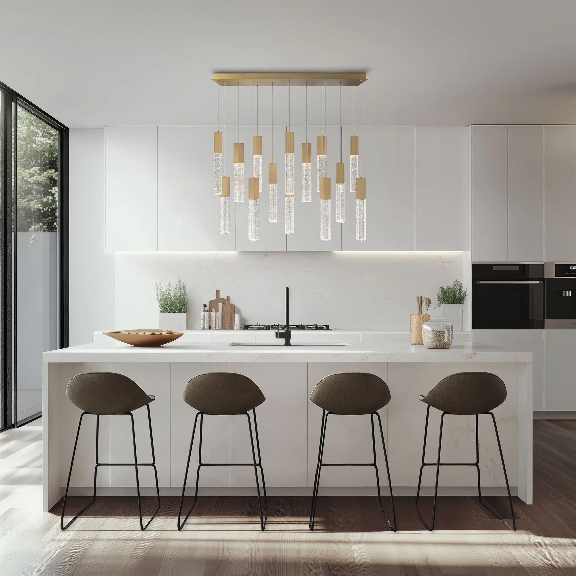 Modern Forms - Cinema 40" 14-Light LED Pendant, Aged Brass Finish | Bees Lighting