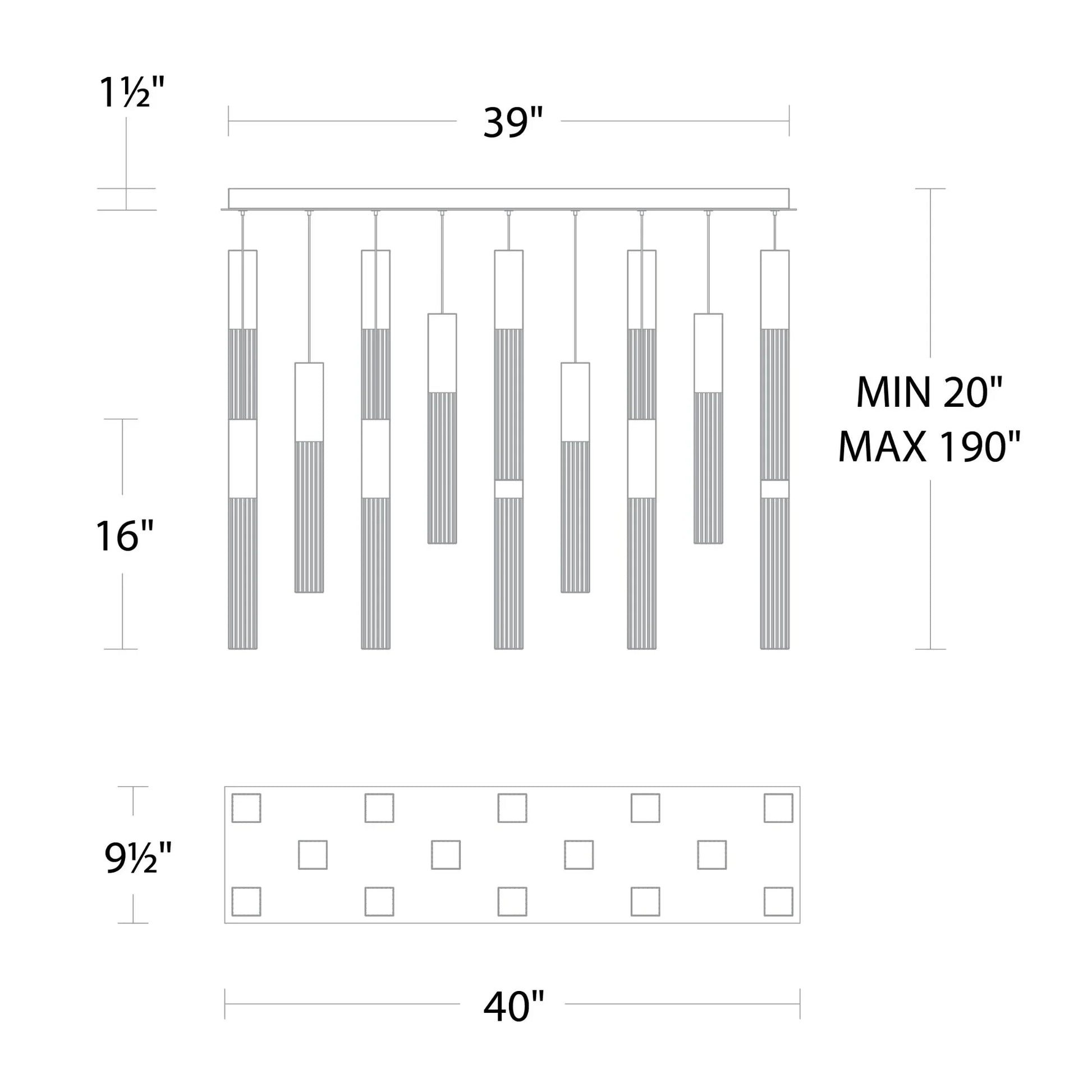 Modern Forms - Cinema 40" 14-Light LED Pendant, Aged Brass Finish | Bees Lighting