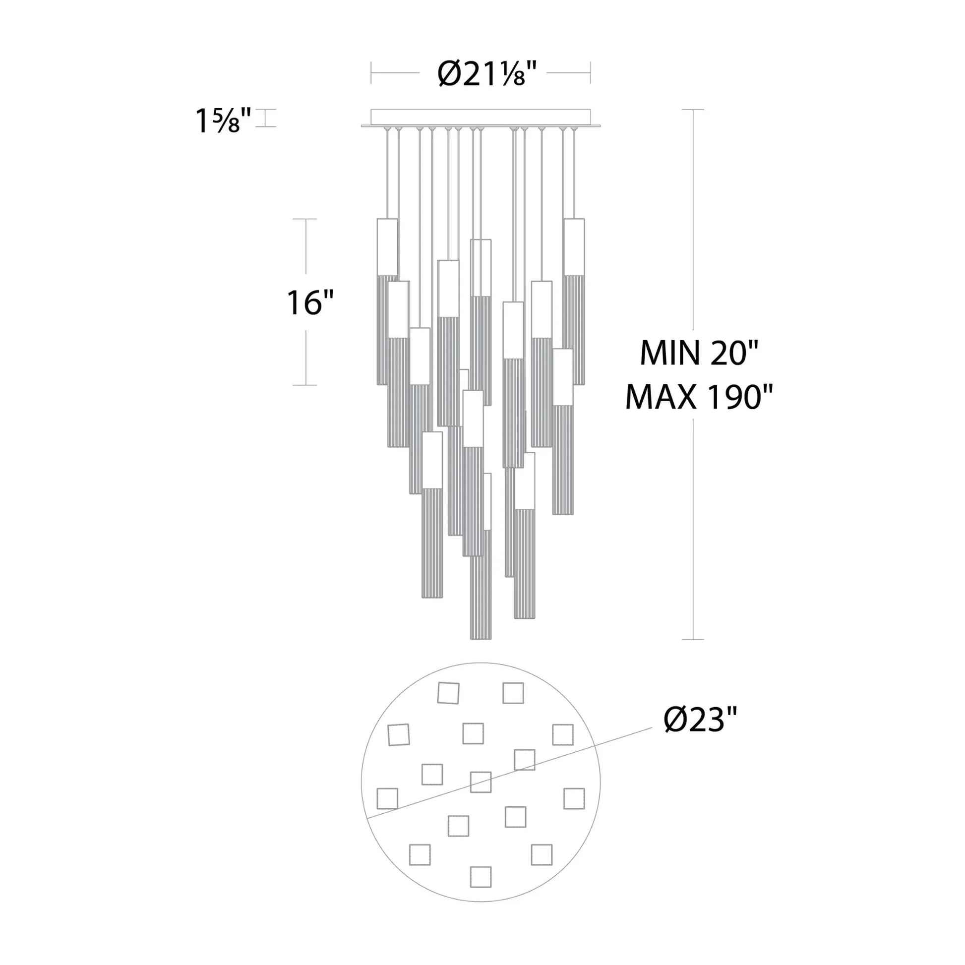 Modern Forms - Cinema 23" 15 Lights LED Pendant Light, Selectable CCT, Black Finish | Bees Lighting