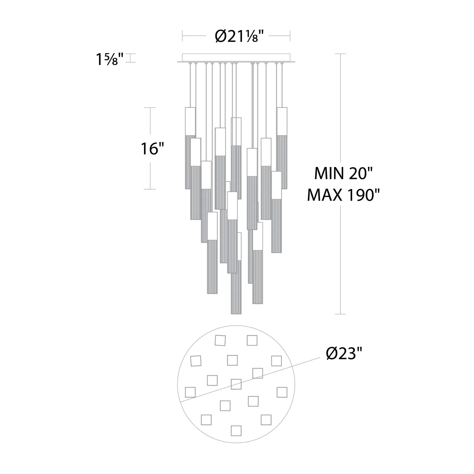 Modern Forms - Cinema 23" 15 Lights LED Pendant Light, Selectable CCT, Black Finish | Bees Lighting