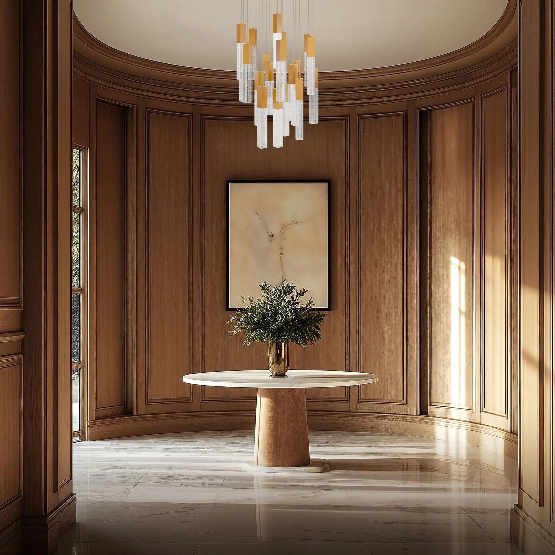 Modern Forms - Cinema 26" 21 Lights LED Pendant Light, Selectable CCT, Aged Brass Finish | Bees Lighting