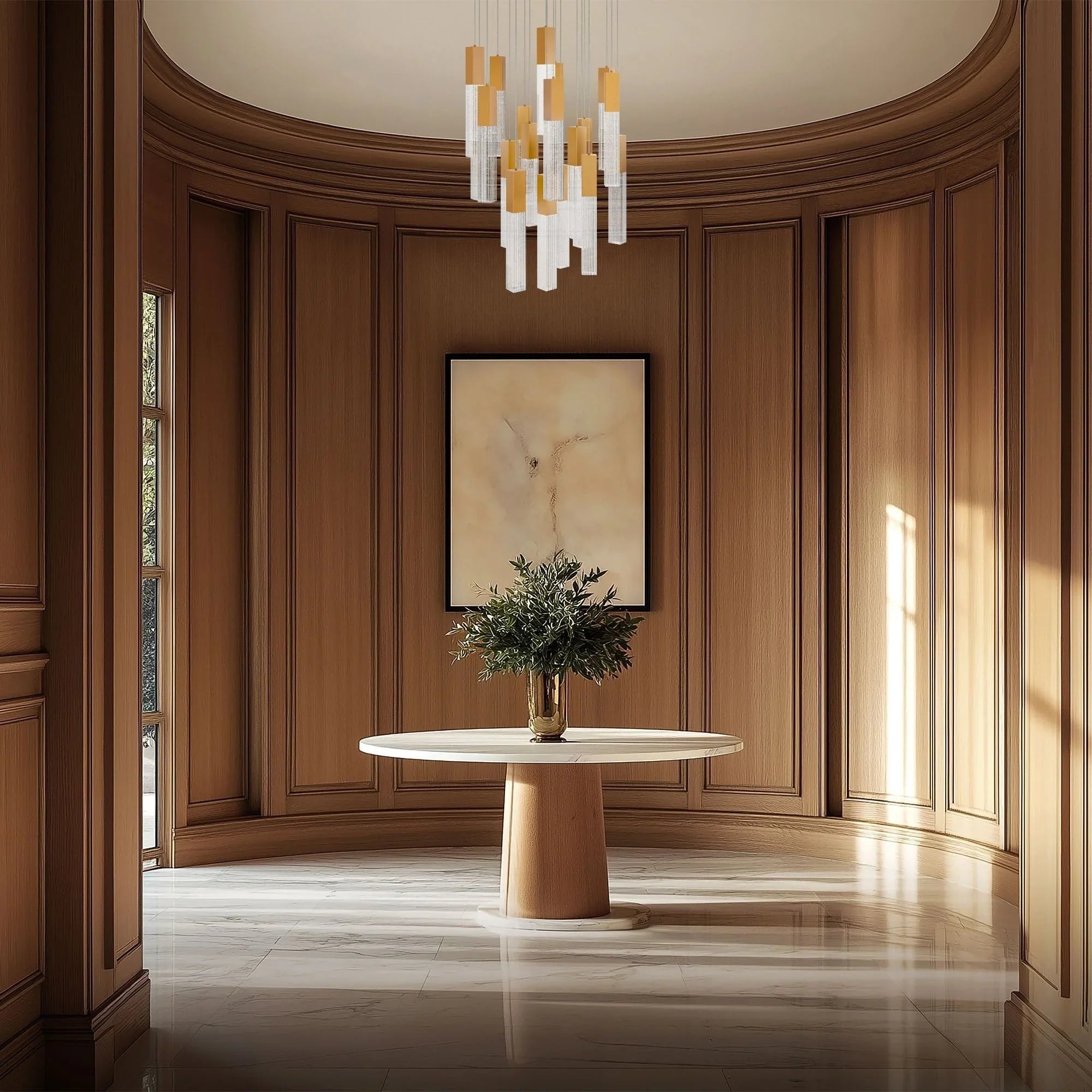 Modern Forms - Cinema 26" 21 Lights LED Pendant Light, Selectable CCT, Aged Brass Finish | Bees Lighting