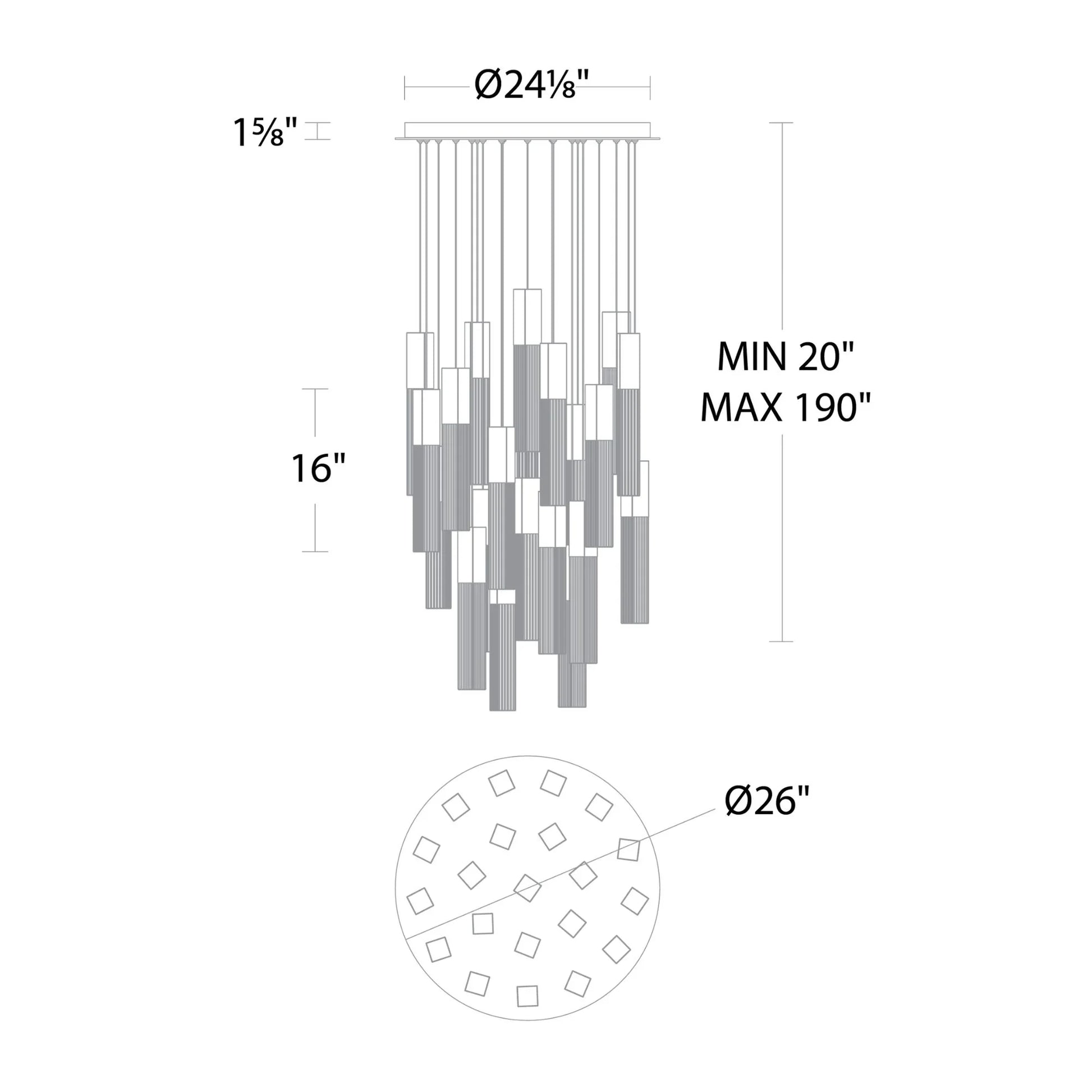 Modern Forms - Cinema 26" 21 Lights LED Pendant Light, Selectable CCT, Black Finish | Bees Lighting
