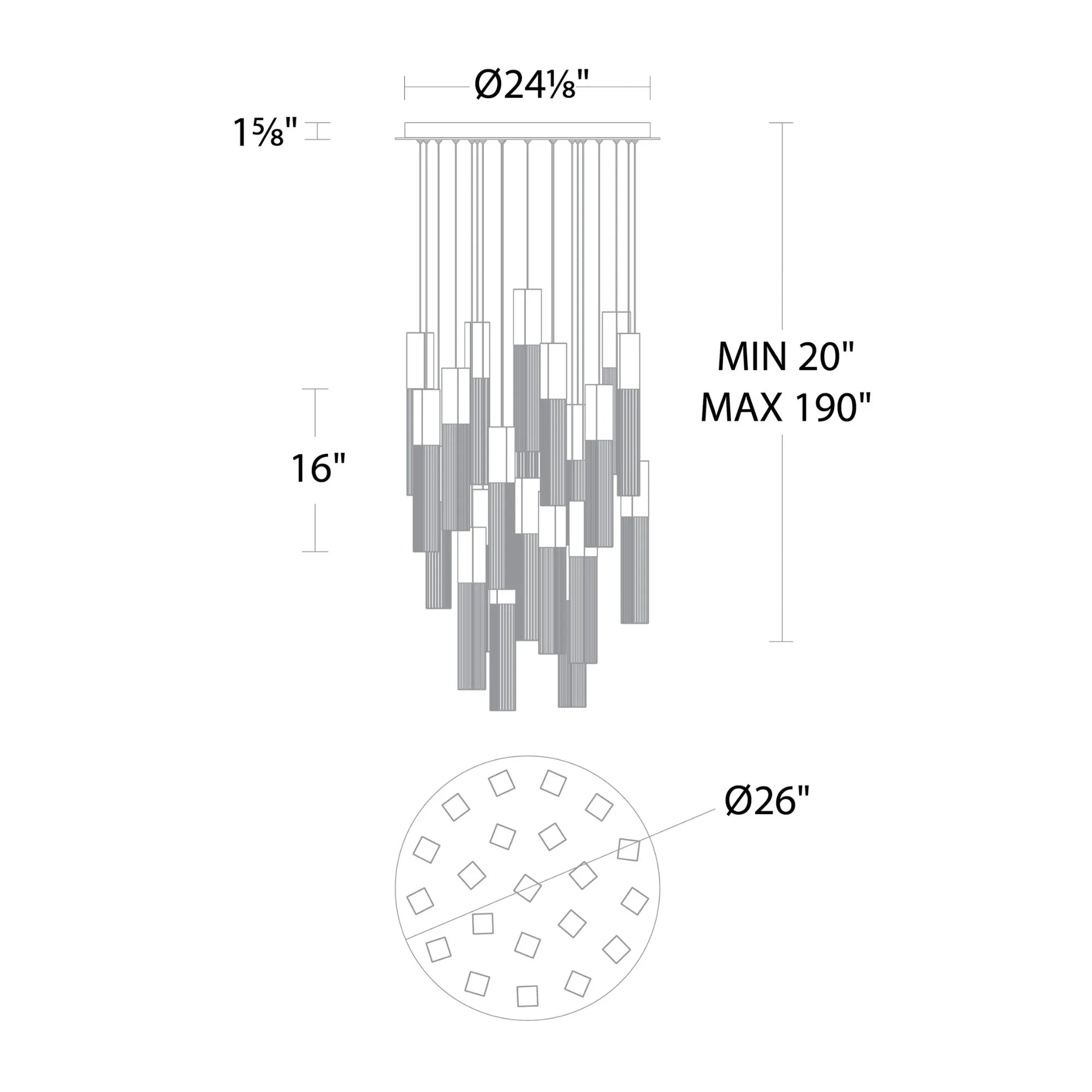 Modern Forms - Cinema 26" 21 Lights LED Pendant Light, Selectable CCT, Black Finish | Bees Lighting
