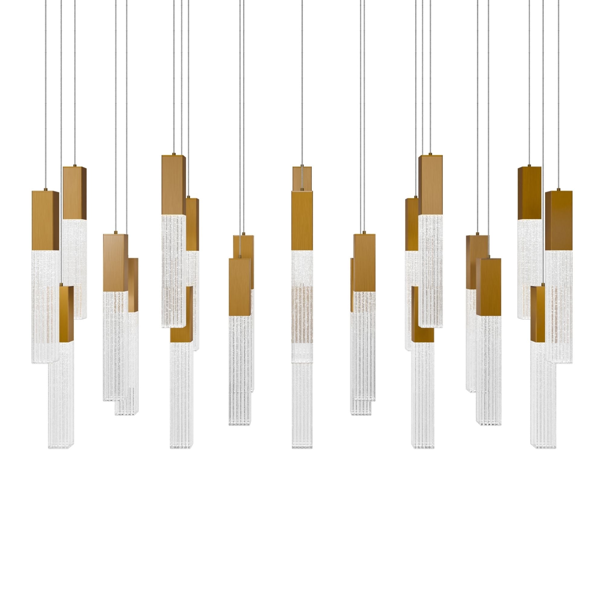 Cinema 54" 23 Lights LED Pendant Light, Selectable CCT, Aged Brass Finish