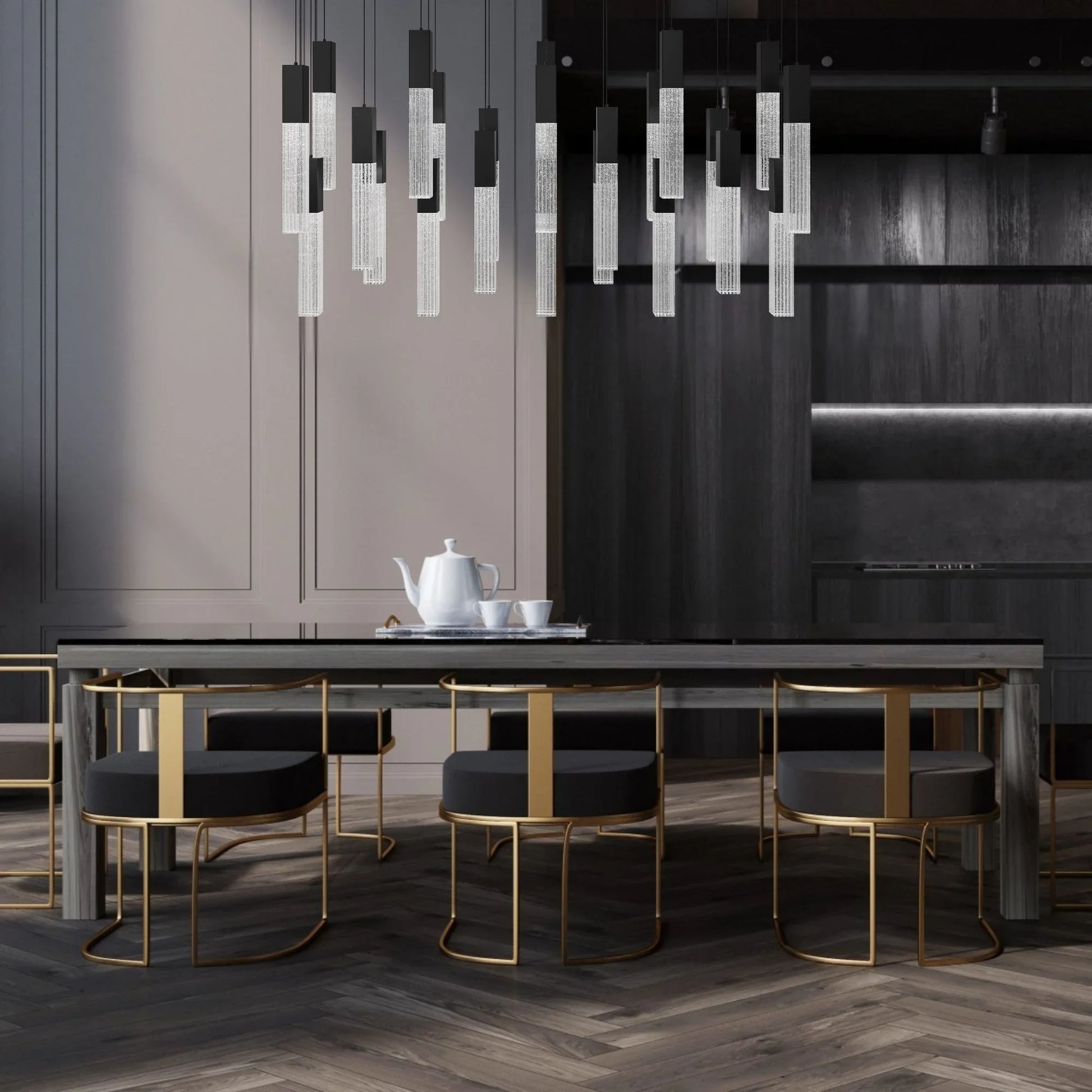 Modern Forms - Cinema 54" 23 Lights LED Pendant Light, Selectable CCT, Black Finish | Bees Lighting