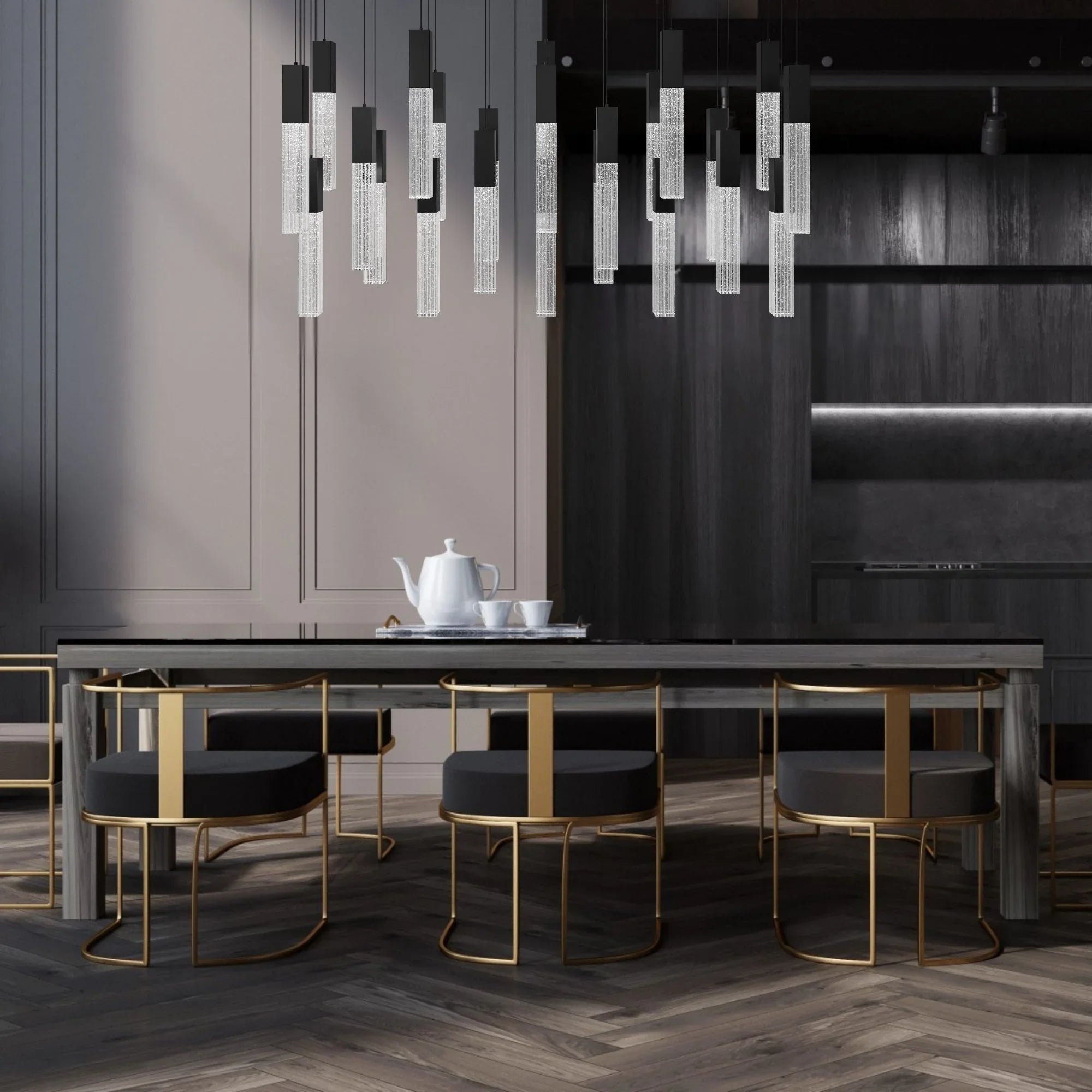 Modern Forms - Cinema 54" 23 Lights LED Pendant Light, Selectable CCT, Black Finish | Bees Lighting