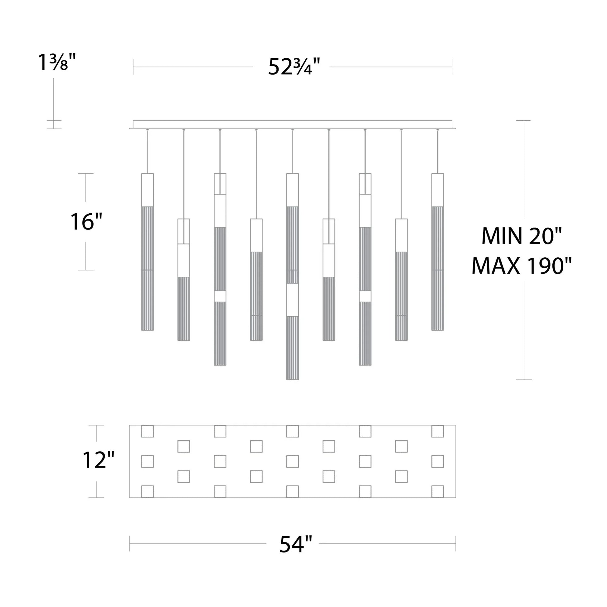 Modern Forms - Cinema 54" 23 Lights LED Pendant Light, Selectable CCT, Black Finish | Bees Lighting