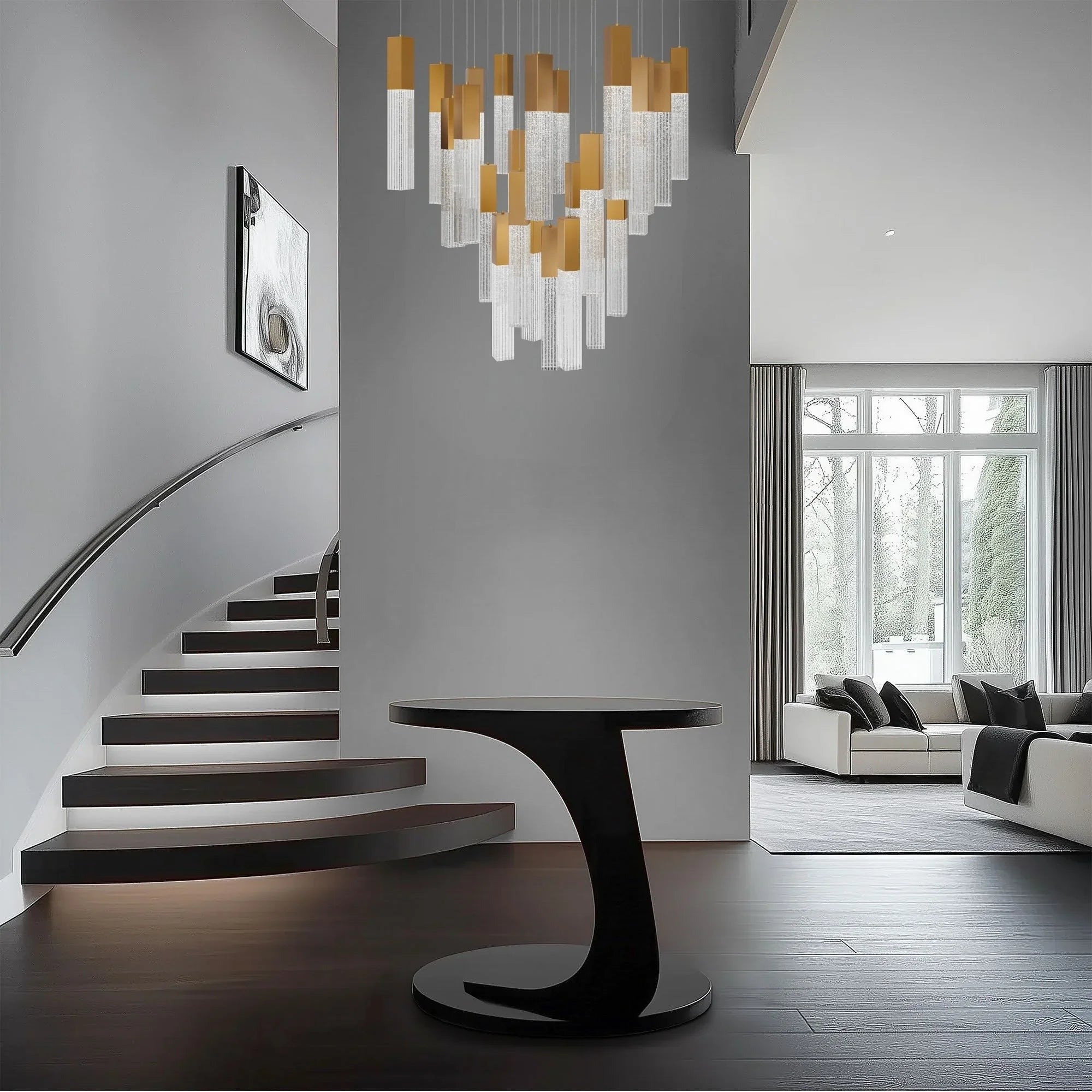 Modern Forms - Cinema 28" 25 Lights LED Pendant Light, Selectable CCT, Aged Brass Finish | Bees Lighting