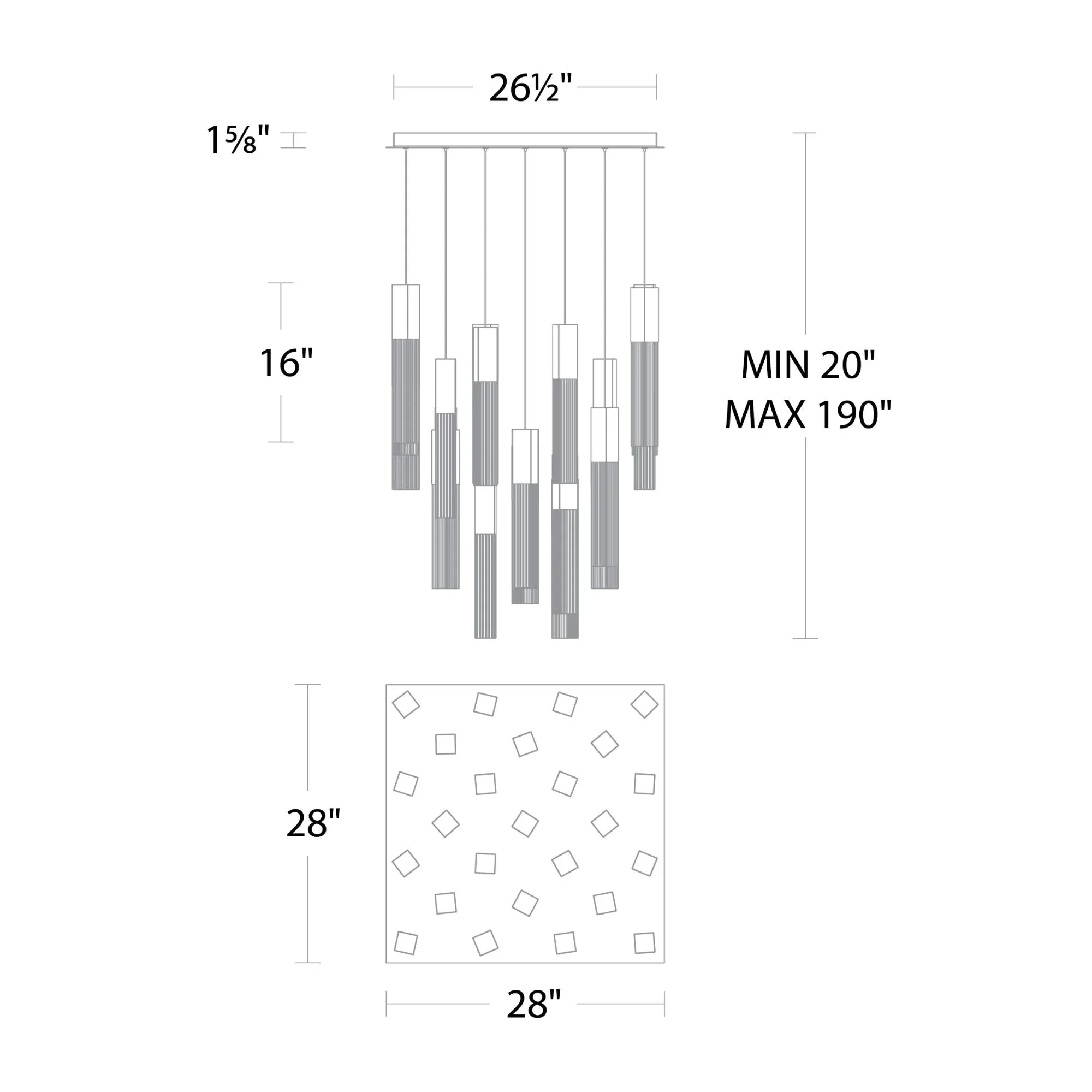 Modern Forms - Cinema 28" 25 Lights LED Pendant Light, Selectable CCT, Black Finish | Bees Lighting
