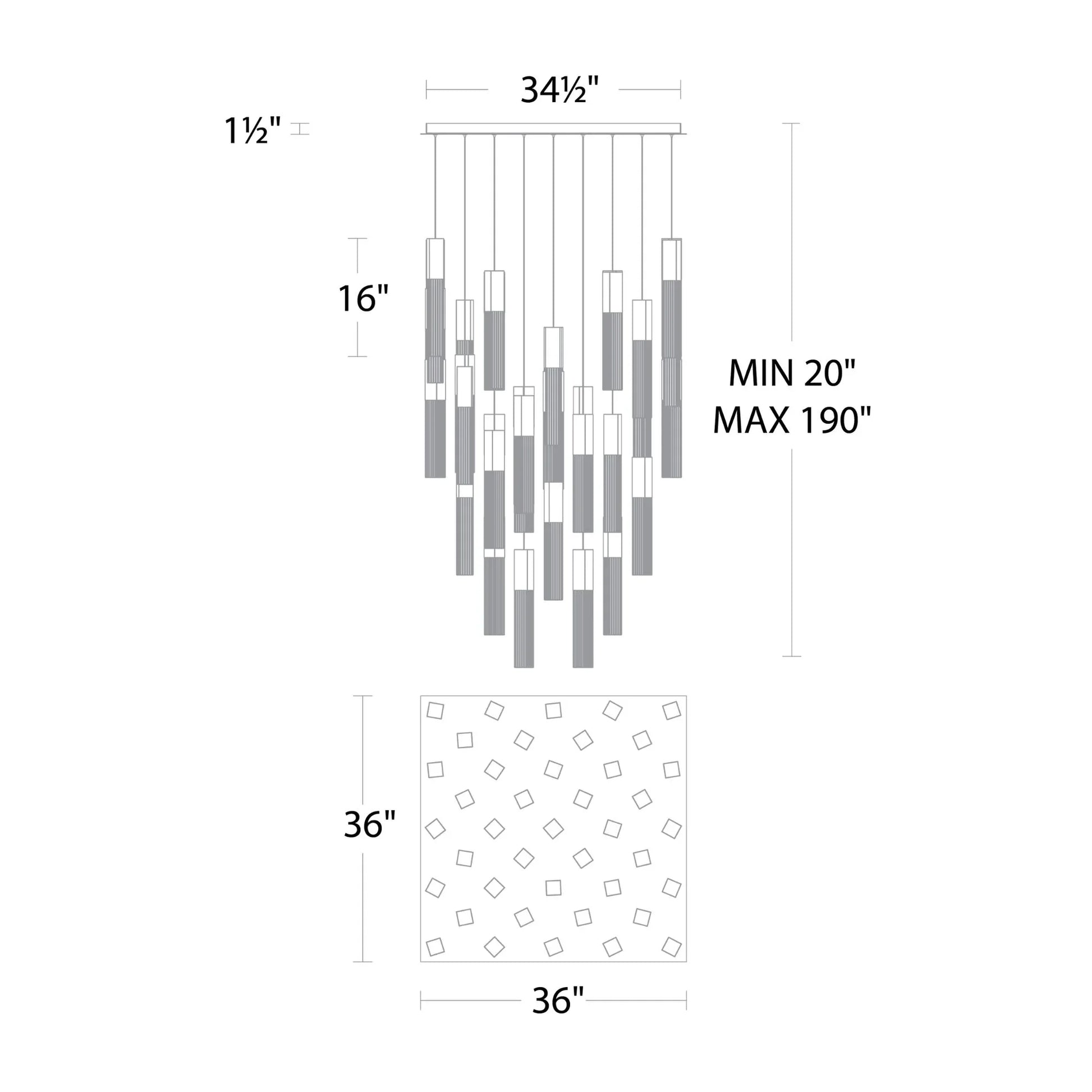 Modern Forms - Cinema 36" 41 Lights LED Pendant Light, Selectable CCT, Aged Brass Finish | Bees Lighting