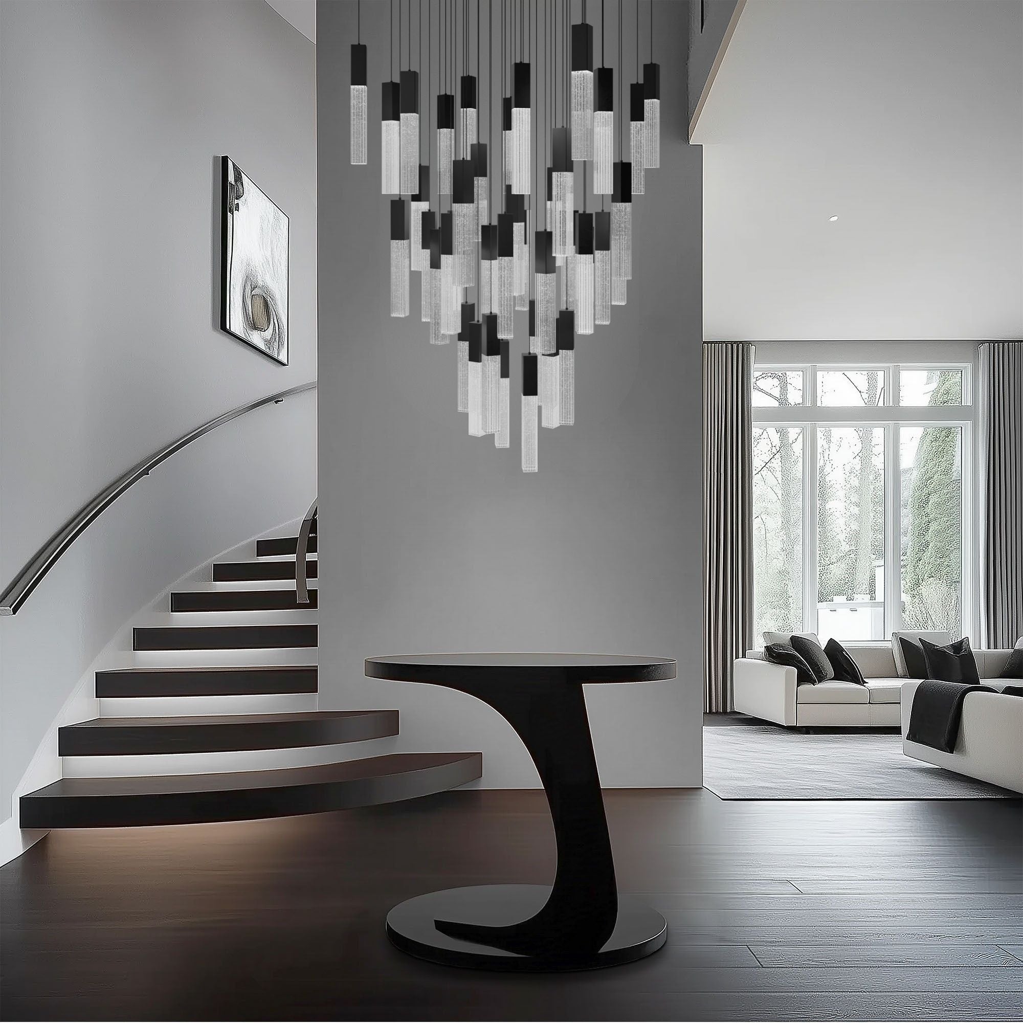 Cinema 36" 41 Lights LED Pendant Light, Selectable CCT, Black Finish